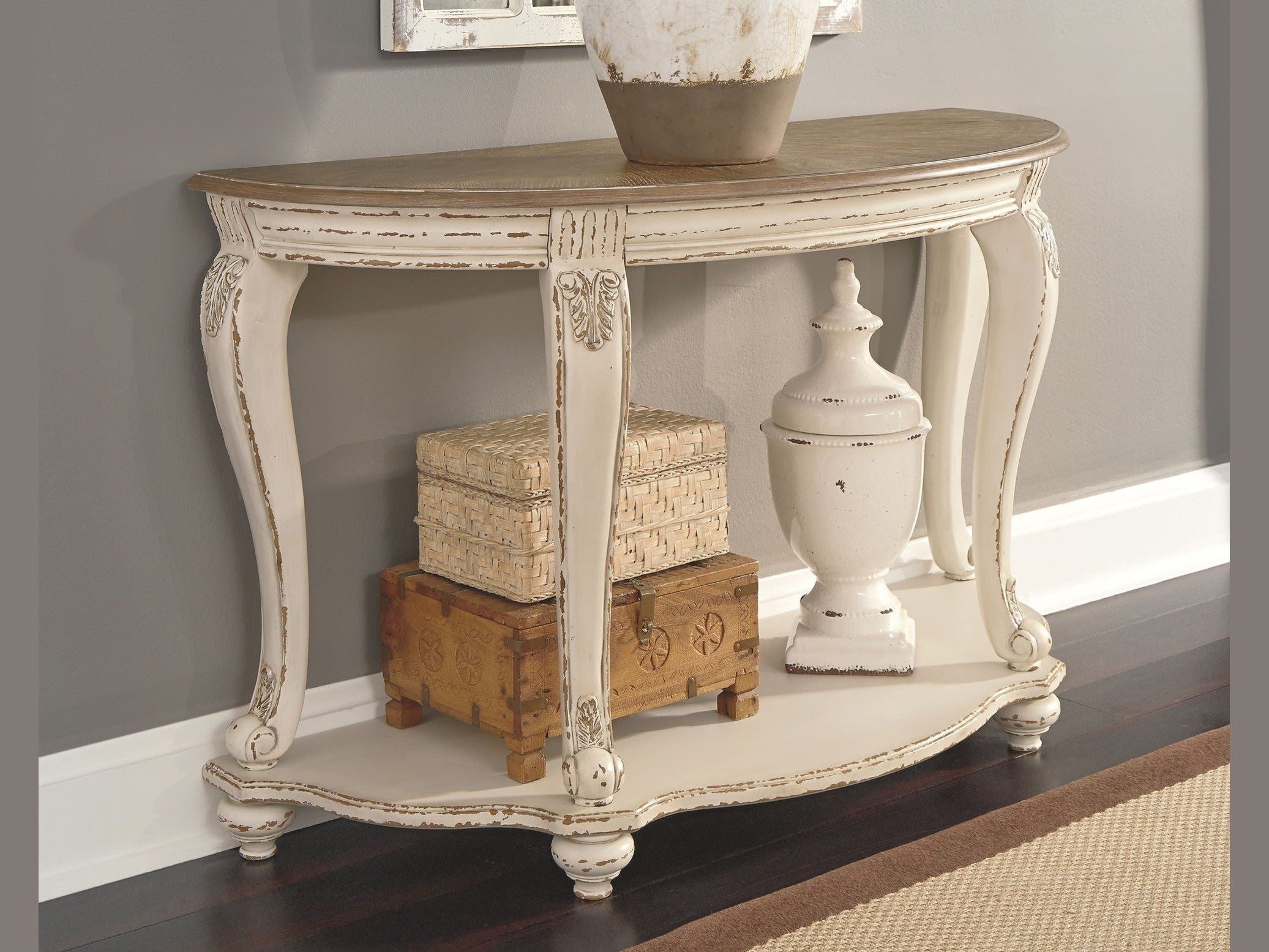 Realyn - Sofa Table - White / Brown