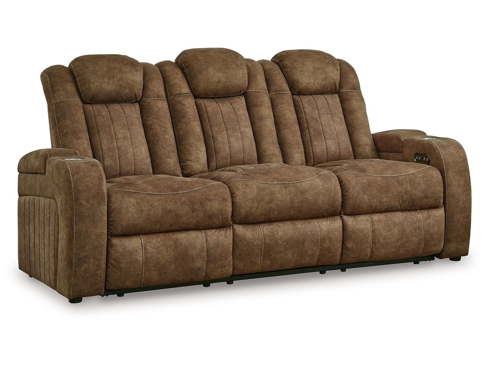 Wolfridge - 2 Pc. - Power Reclining Sofa, Power Reclining Loveseat With Console - Brindle