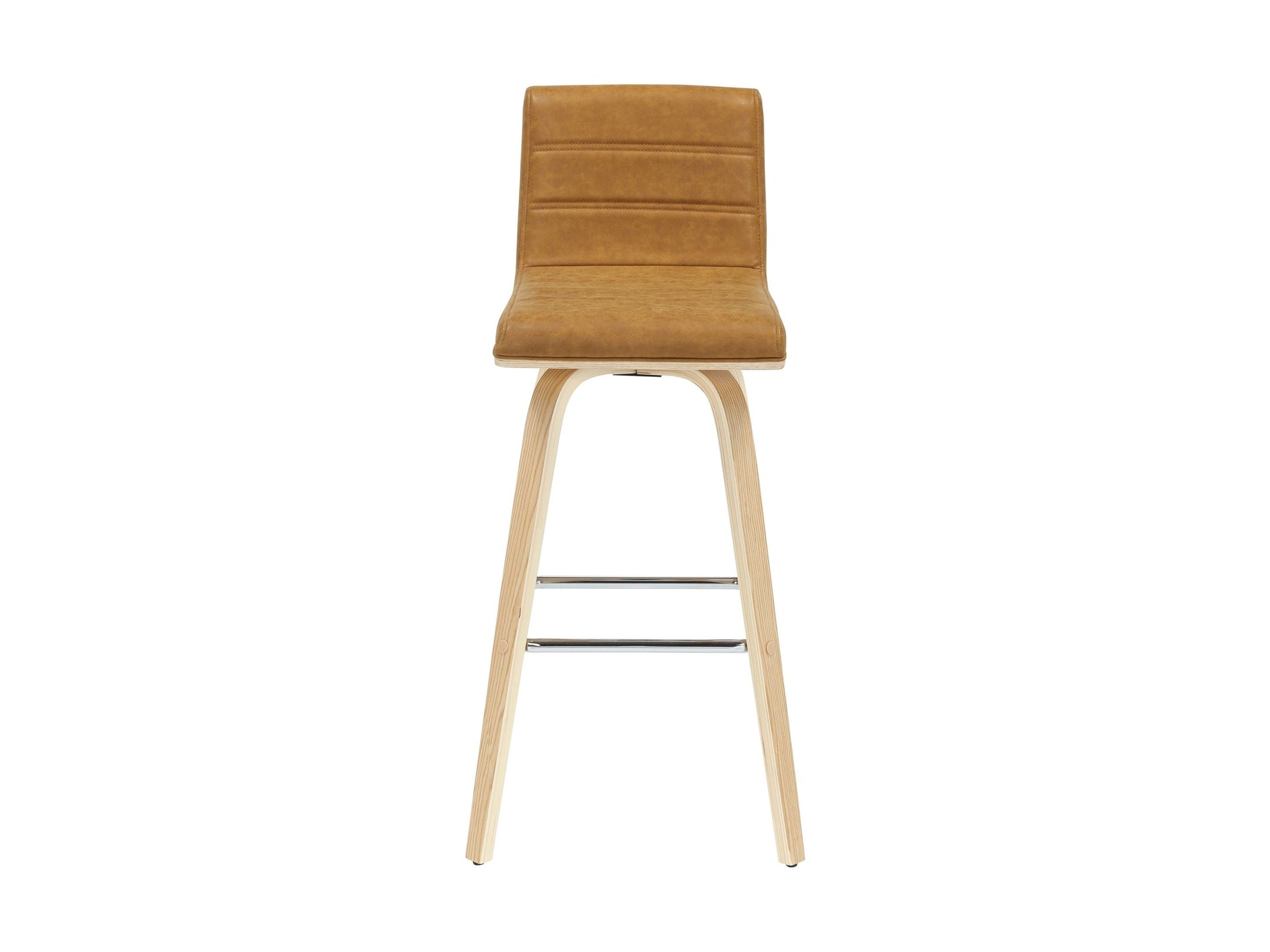 Vienna - 39.5" Swivel Bar Height Square Back Wood Bar Stool With Faux Leather Seat
