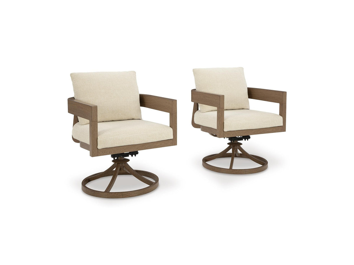 Serene Bay - Swivel Chair With Cushion (Set of 2) - Dark Brown / White
