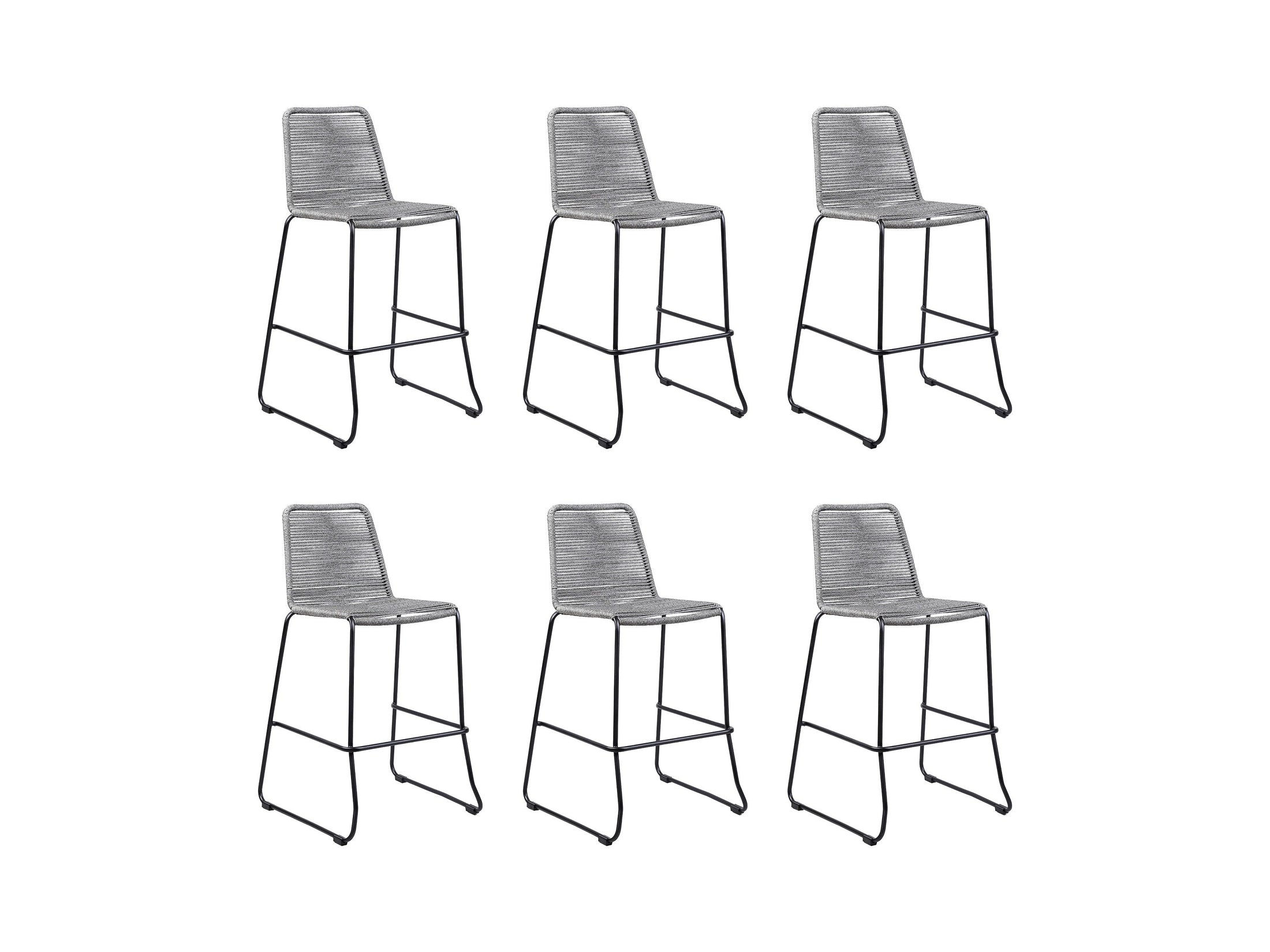 Shasta - 30" Outdoor Metal And Rope Stackable Barstool