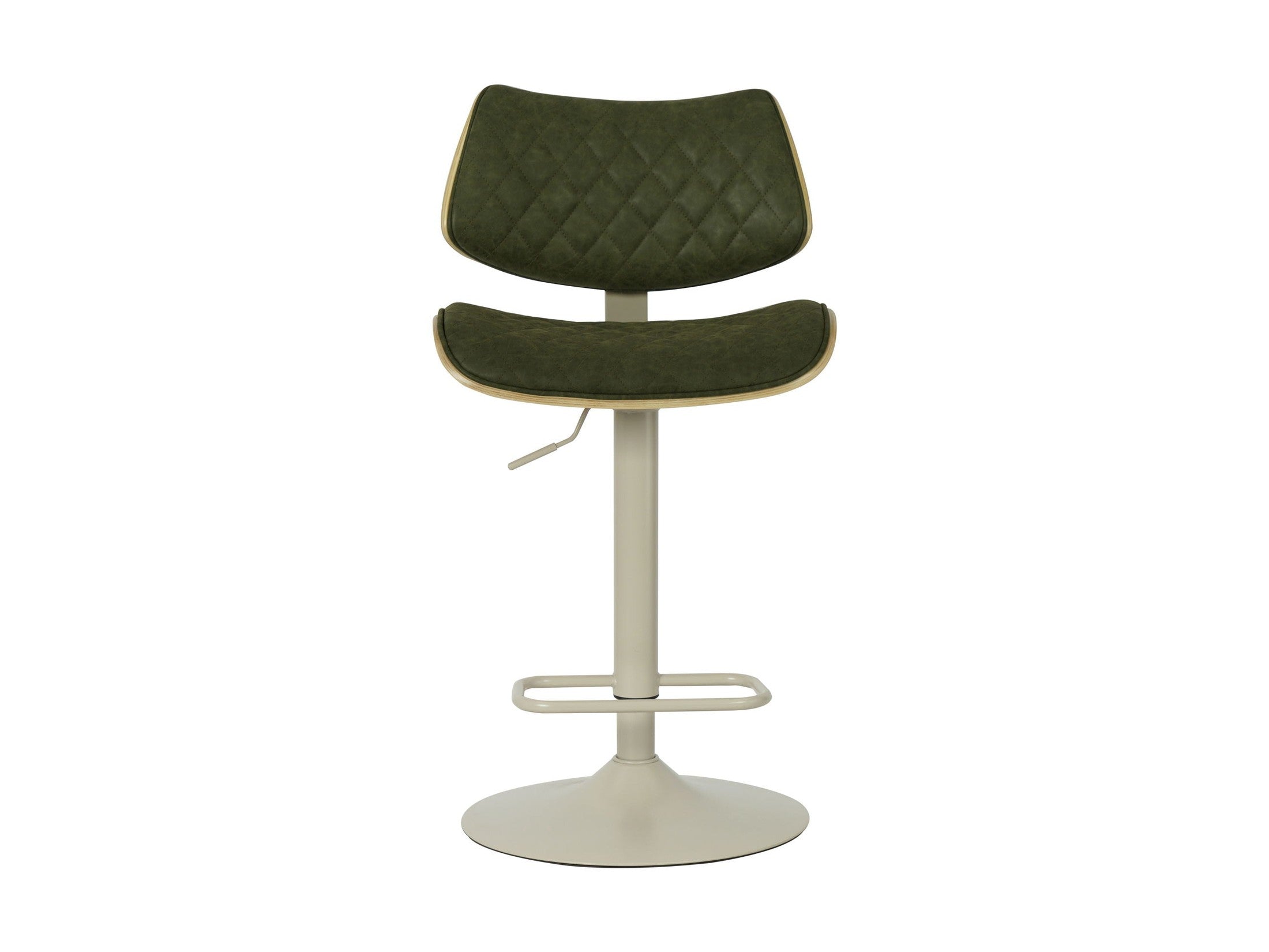 Leland - Adjustable Swivel Curved Back Wood Bar Stool With Faux Leather Seat