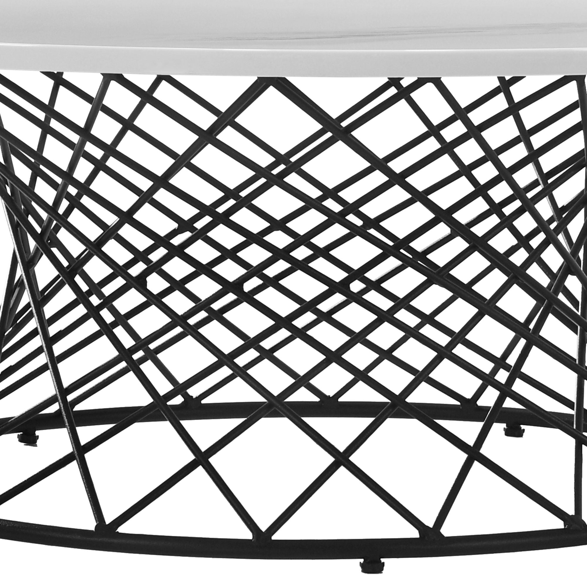 Loxley - Marble Coffee Table With Metal Base - White / Black