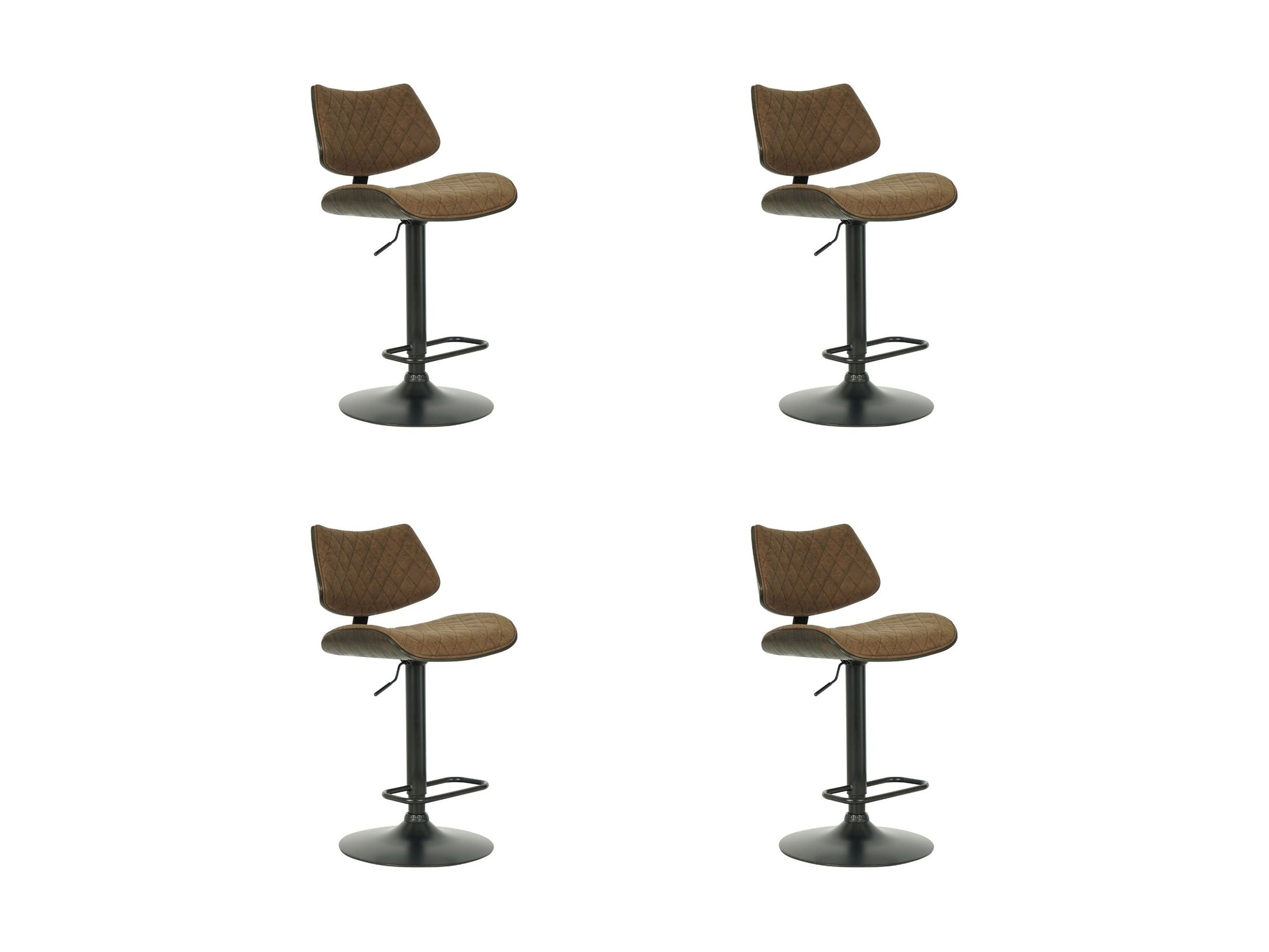 Leland - Adjustable Swivel Curved Back Wood Bar Stool With Faux Leather Seat