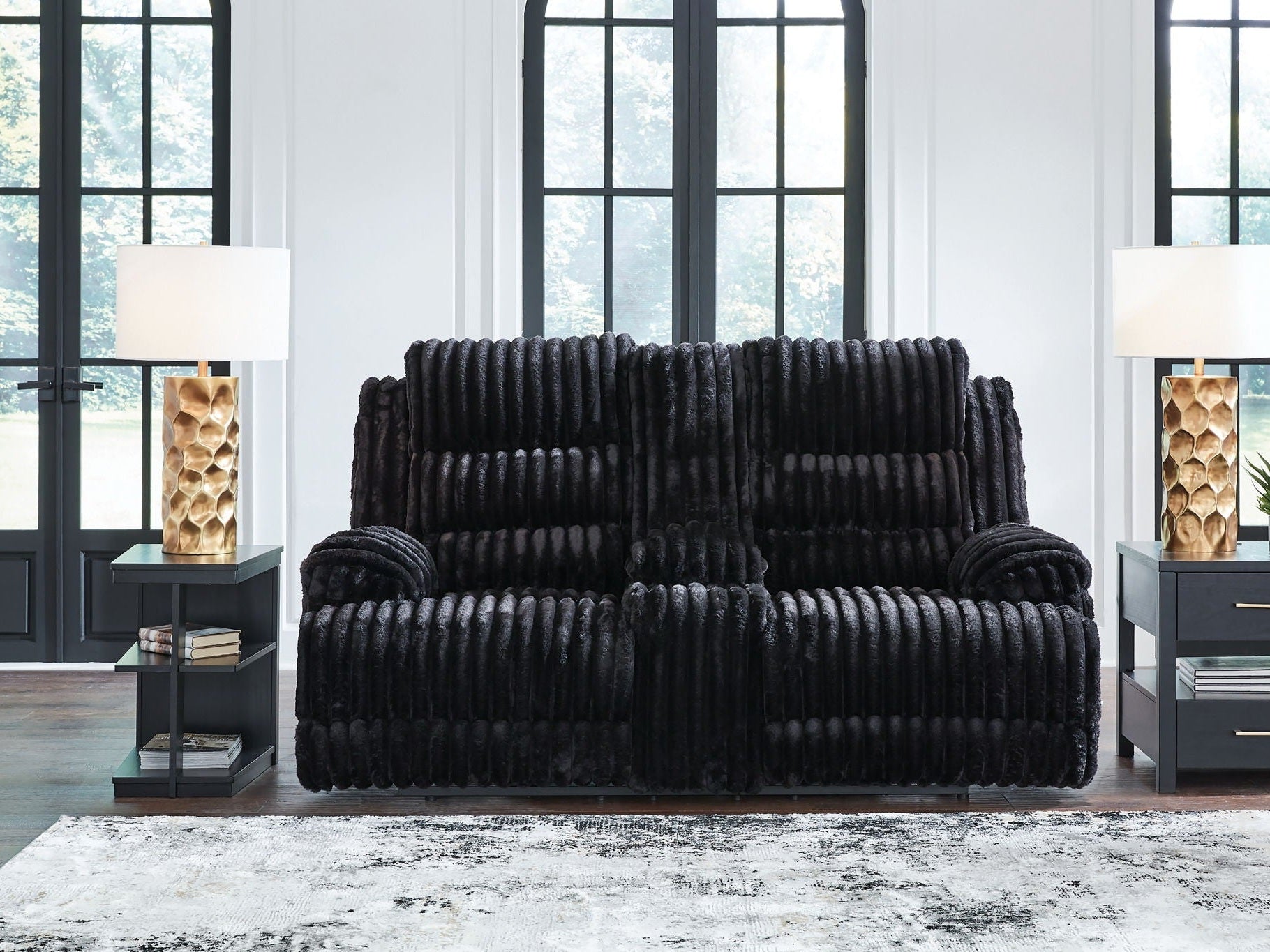 Rhine Falls - Double Reclining Power Loveseat With Console - Onyx