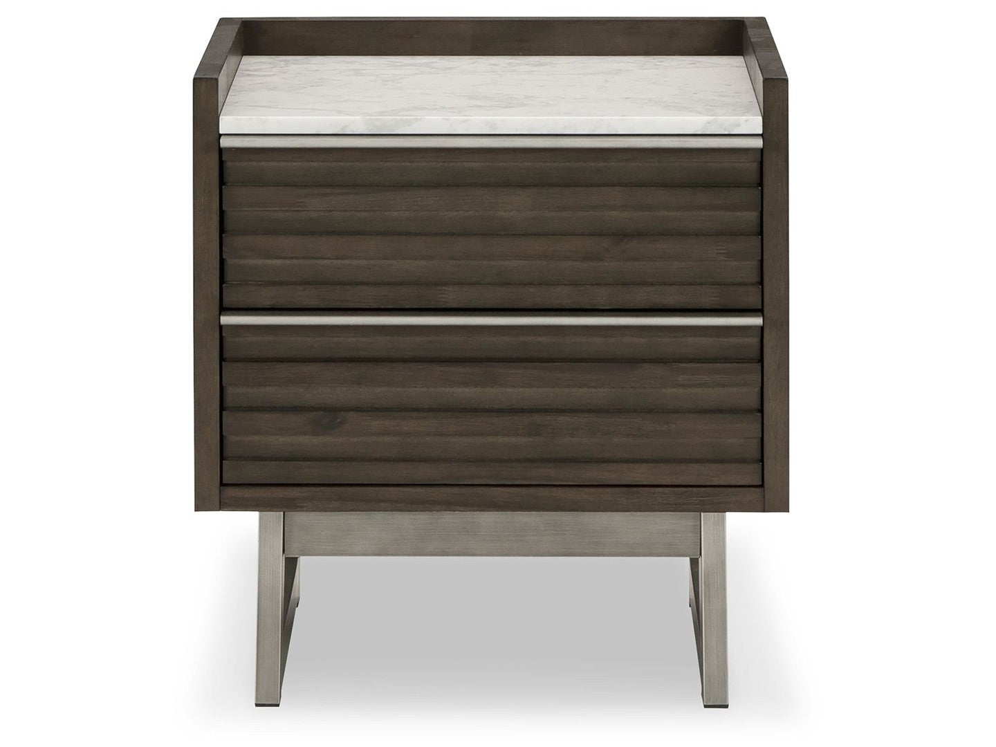 Arkenton - Two Drawer Night Stand - Grayish Brown / White