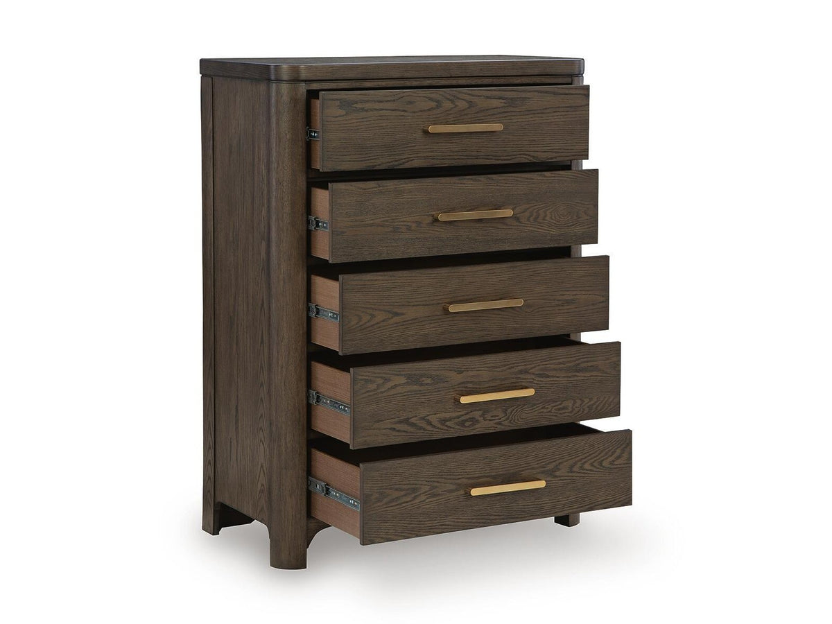 Radkin - Five Drawer Chest - Burnished Brown