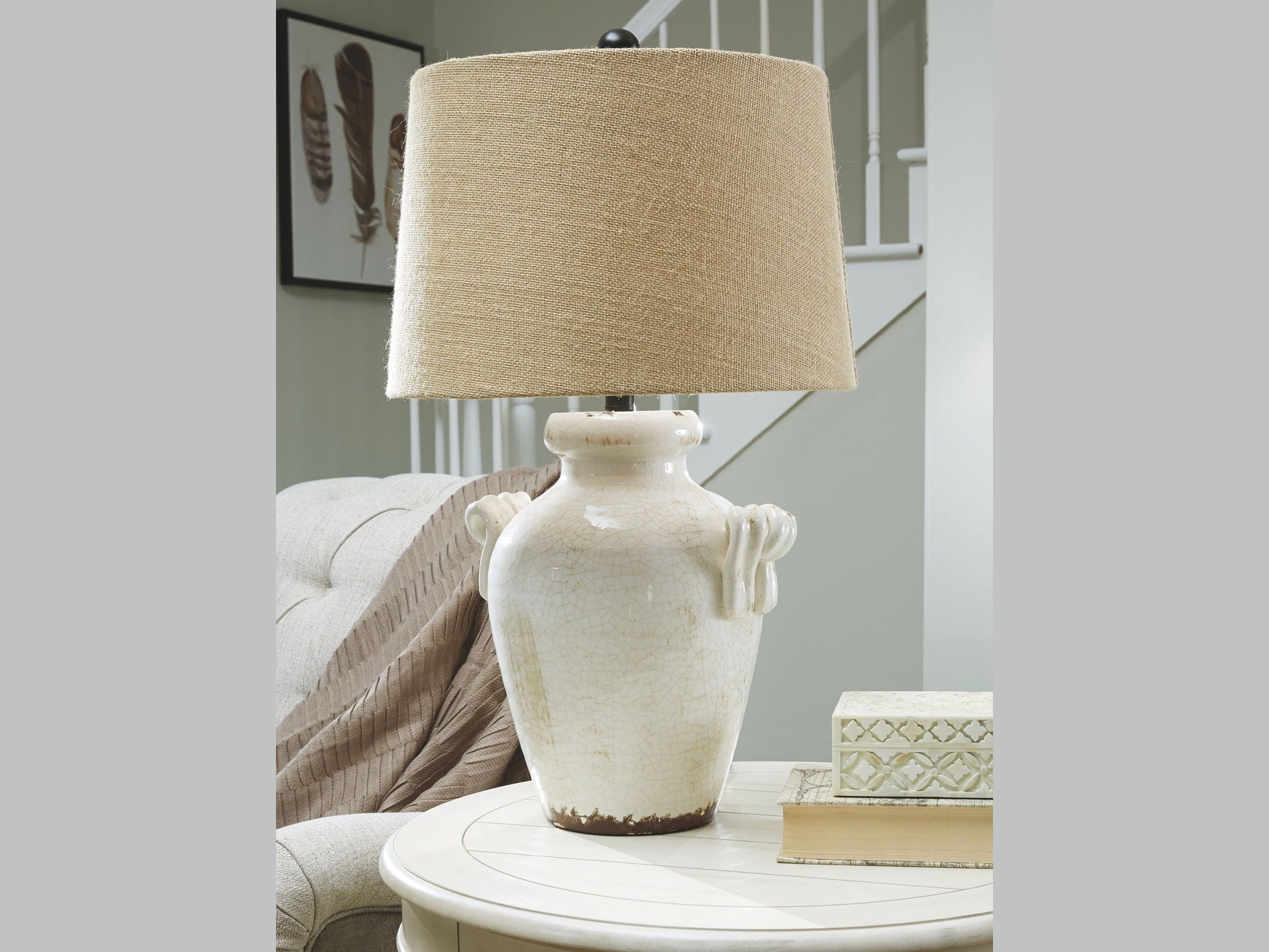 Emelda - Ceramic Table Lamp  - Cream