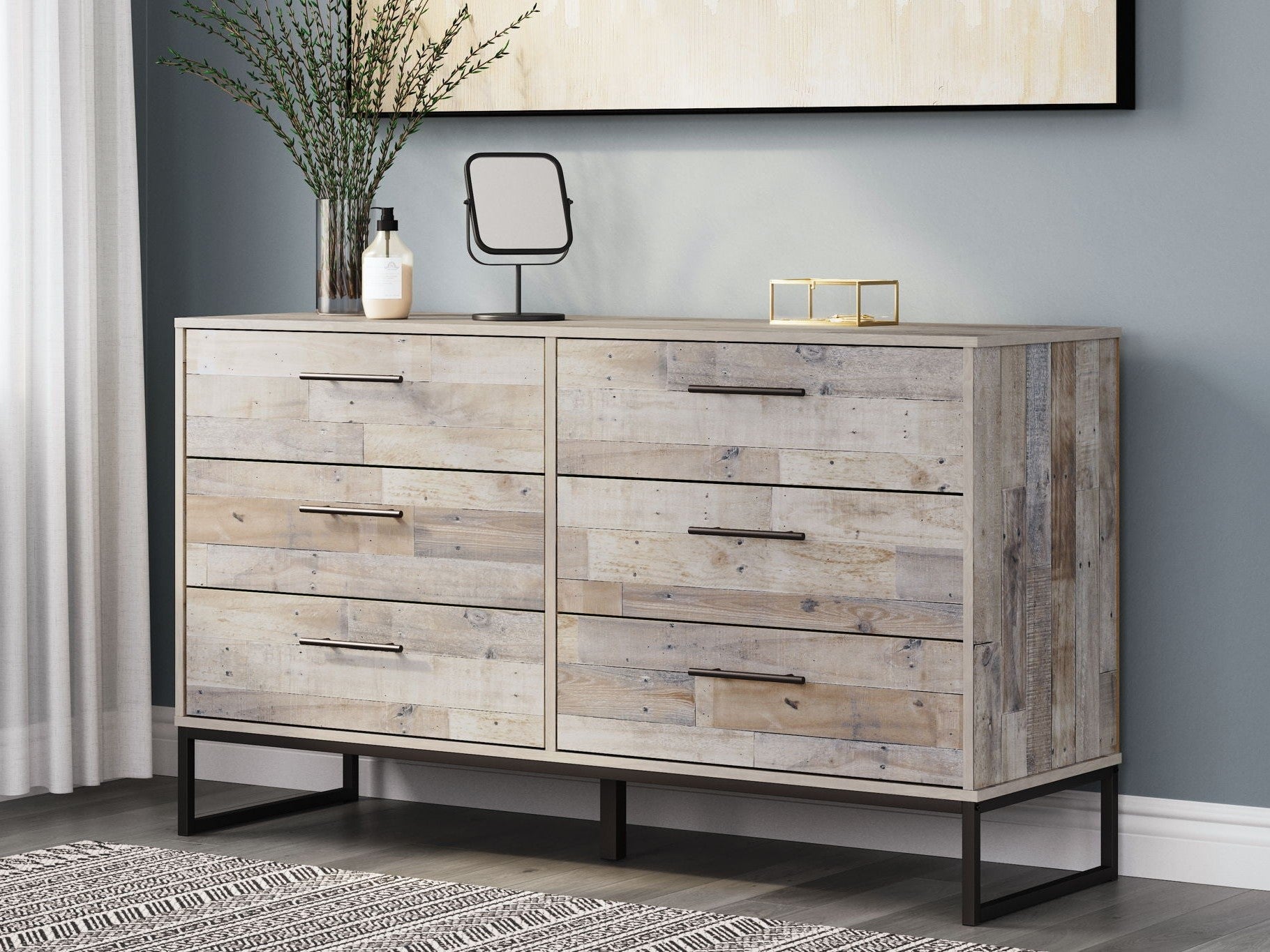 Neilsville - Six Drawer Dresser - Vinyl-Wrapped - Whitewash