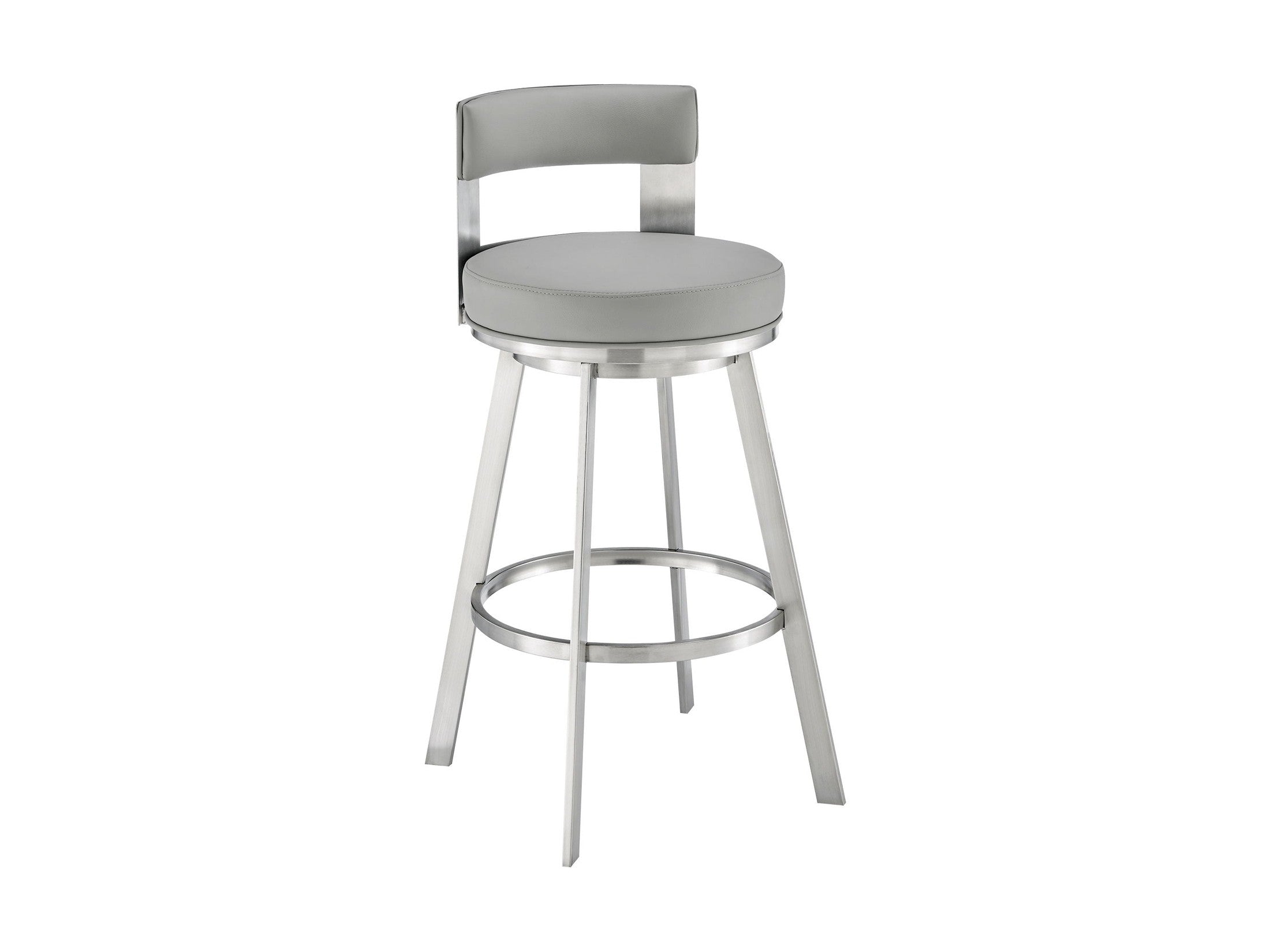 Lynof - Swivel Bar Stool - Brushed Stainless Steel Finish