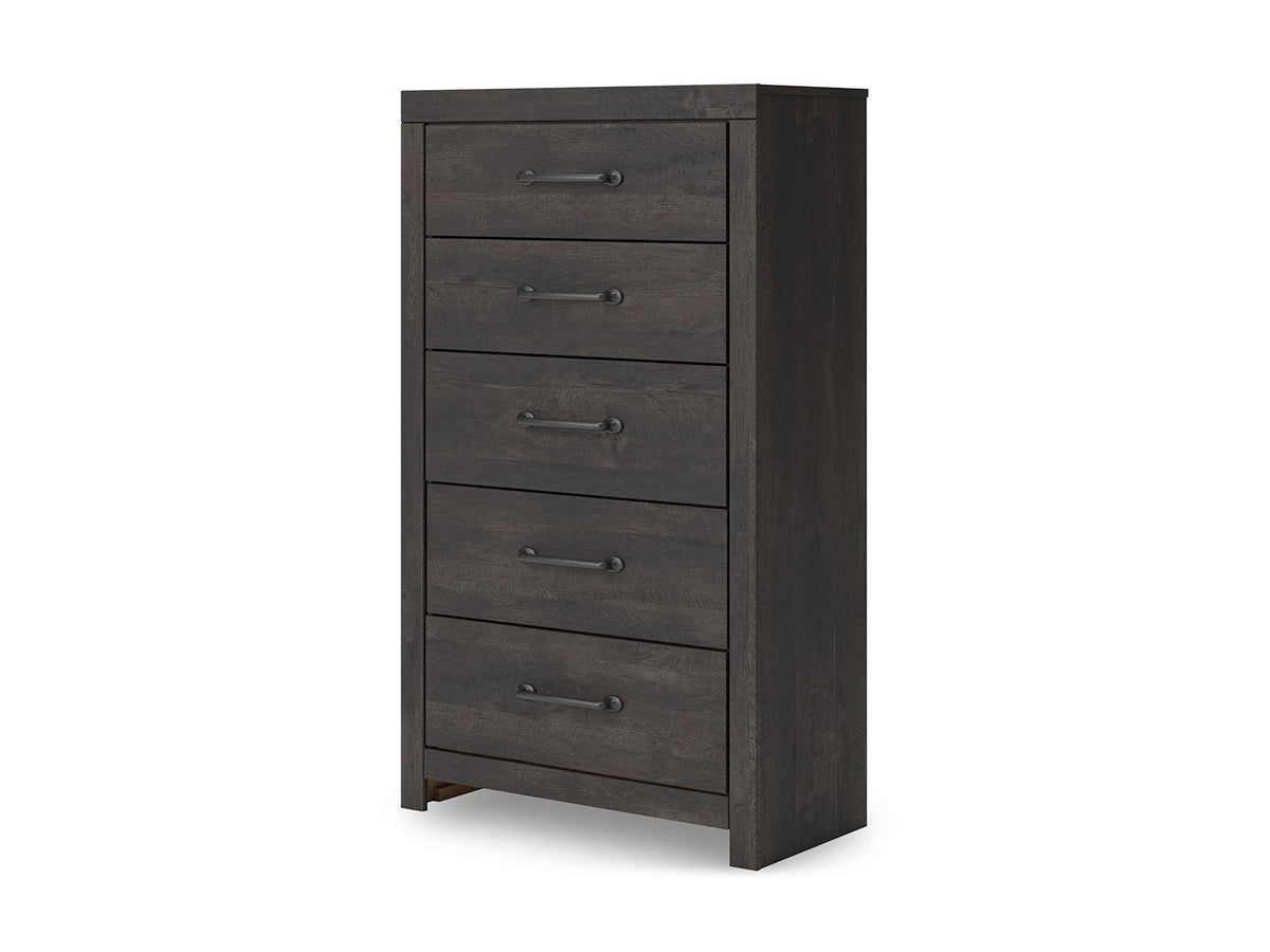 Hollivern - Five Drawer Chest - Dark Gray