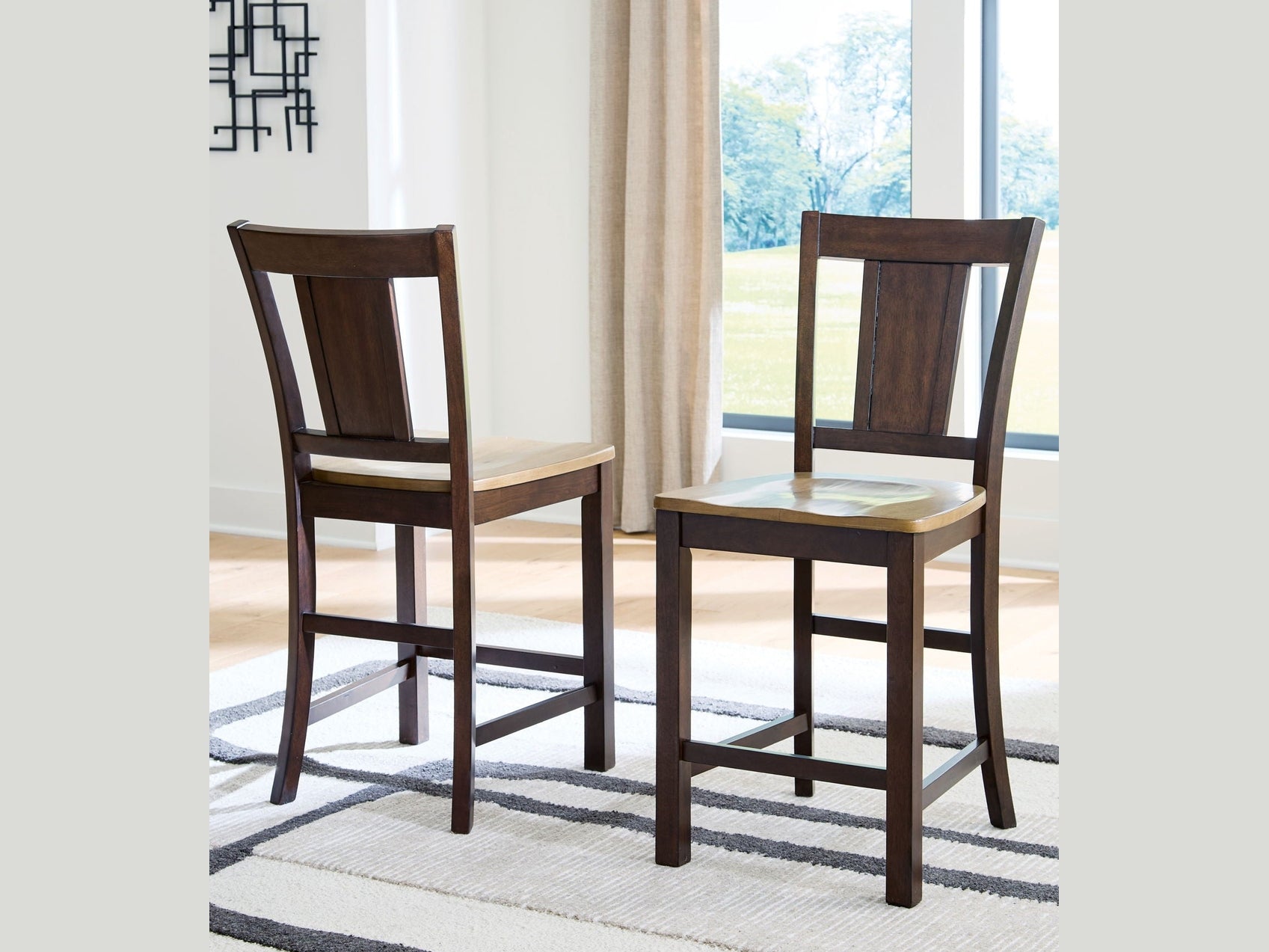 Anixburg - Barstool (Set of 2) - Light Brown / Dark Brown