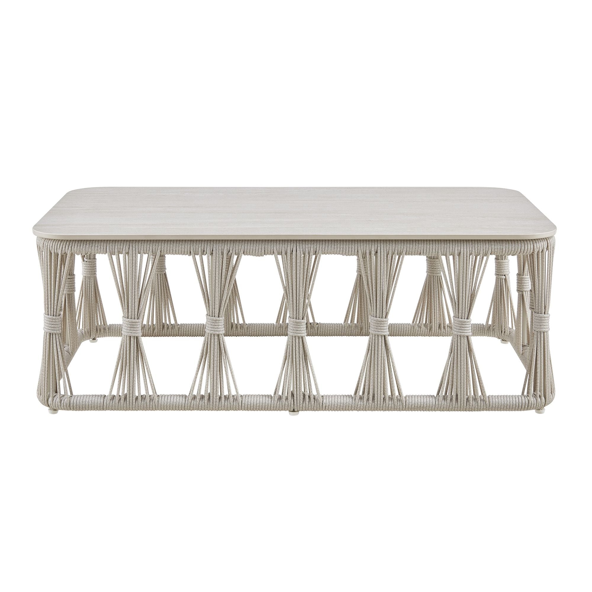 Breeze - Powder Coated Metal Rectangle Outdoor Coffee Table With Sintered Stone Table Top - Cream