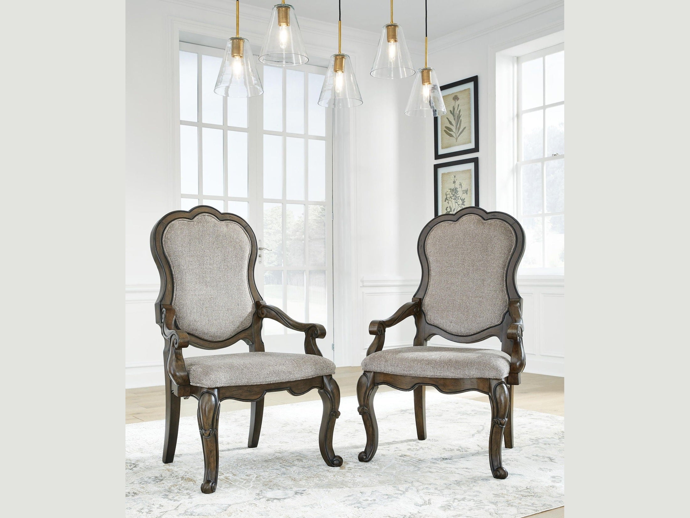 Maylee - Dining Upholstered Arm Chair (Set of 2) - Dark Brown