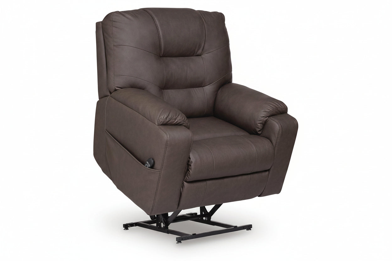 Brown leather recliner chair on a white background