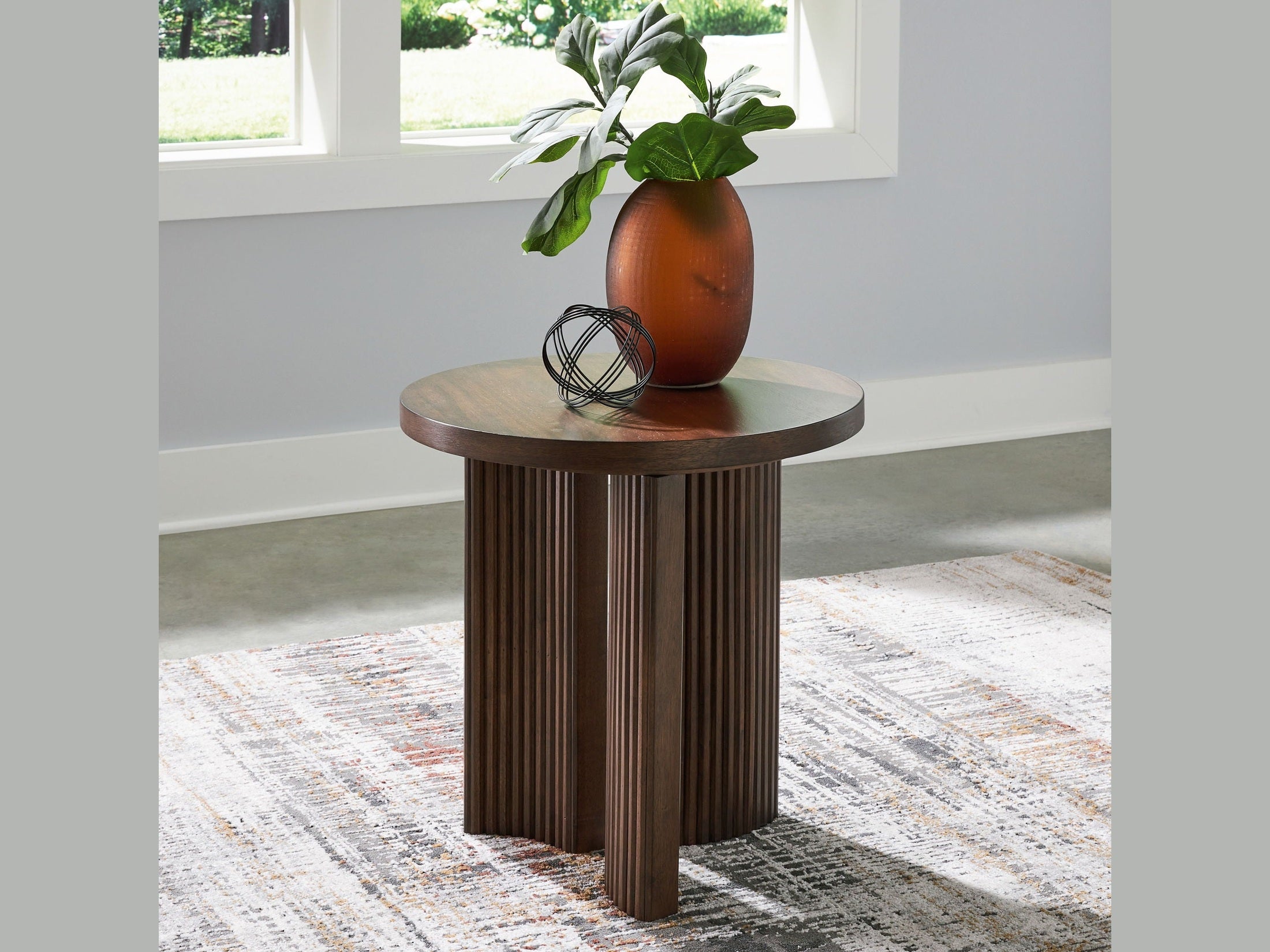 Korestone - Round End Table - Dark Brown