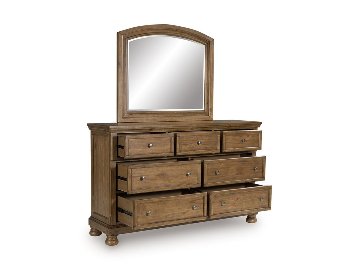Feddinger - Dresser And Mirror - Medium Brown