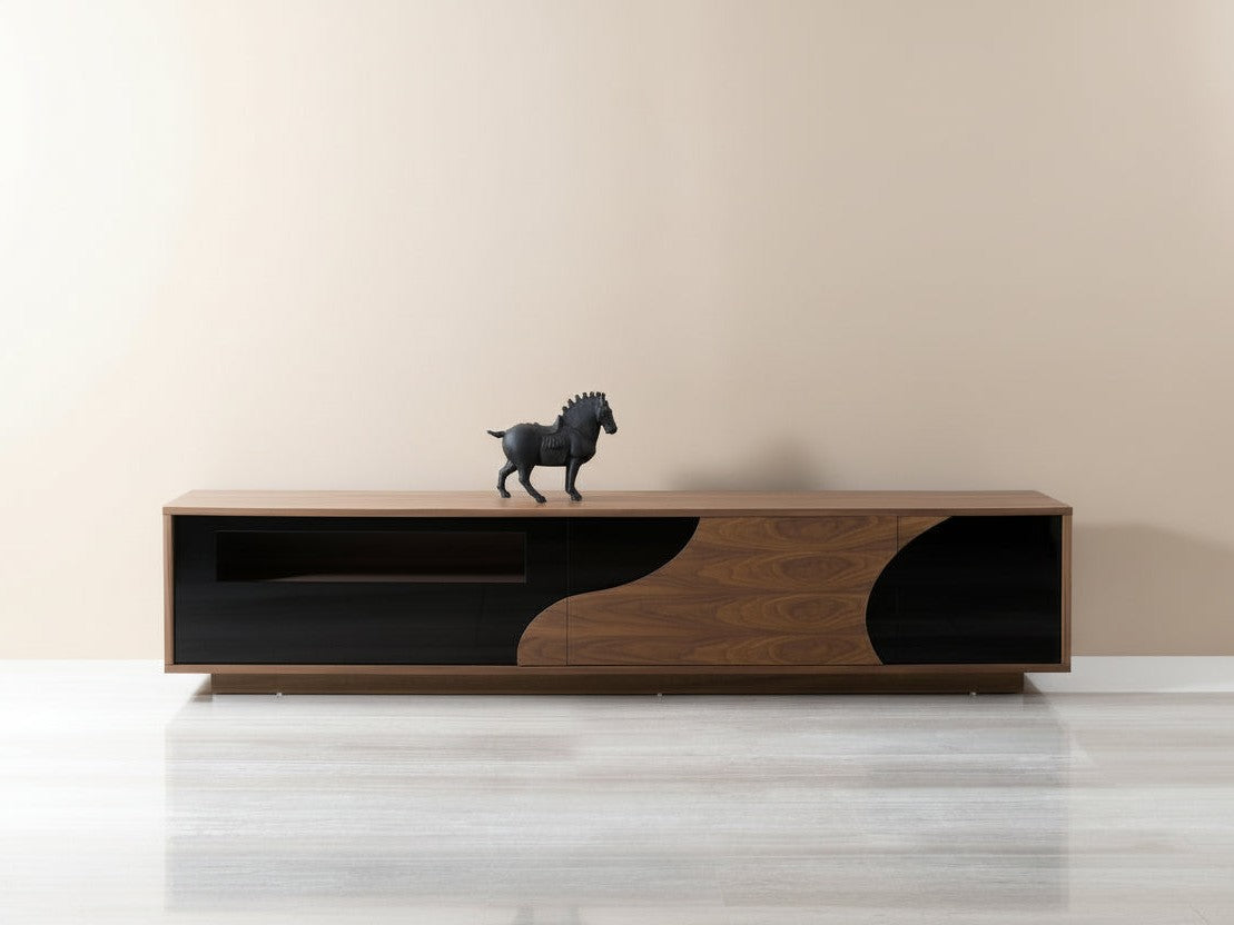 101F wooden TV stand with the horse sculpture