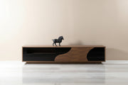 101F wooden TV stand with the horse sculpture
