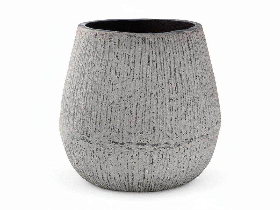 Claymount textured gray pot on a white background