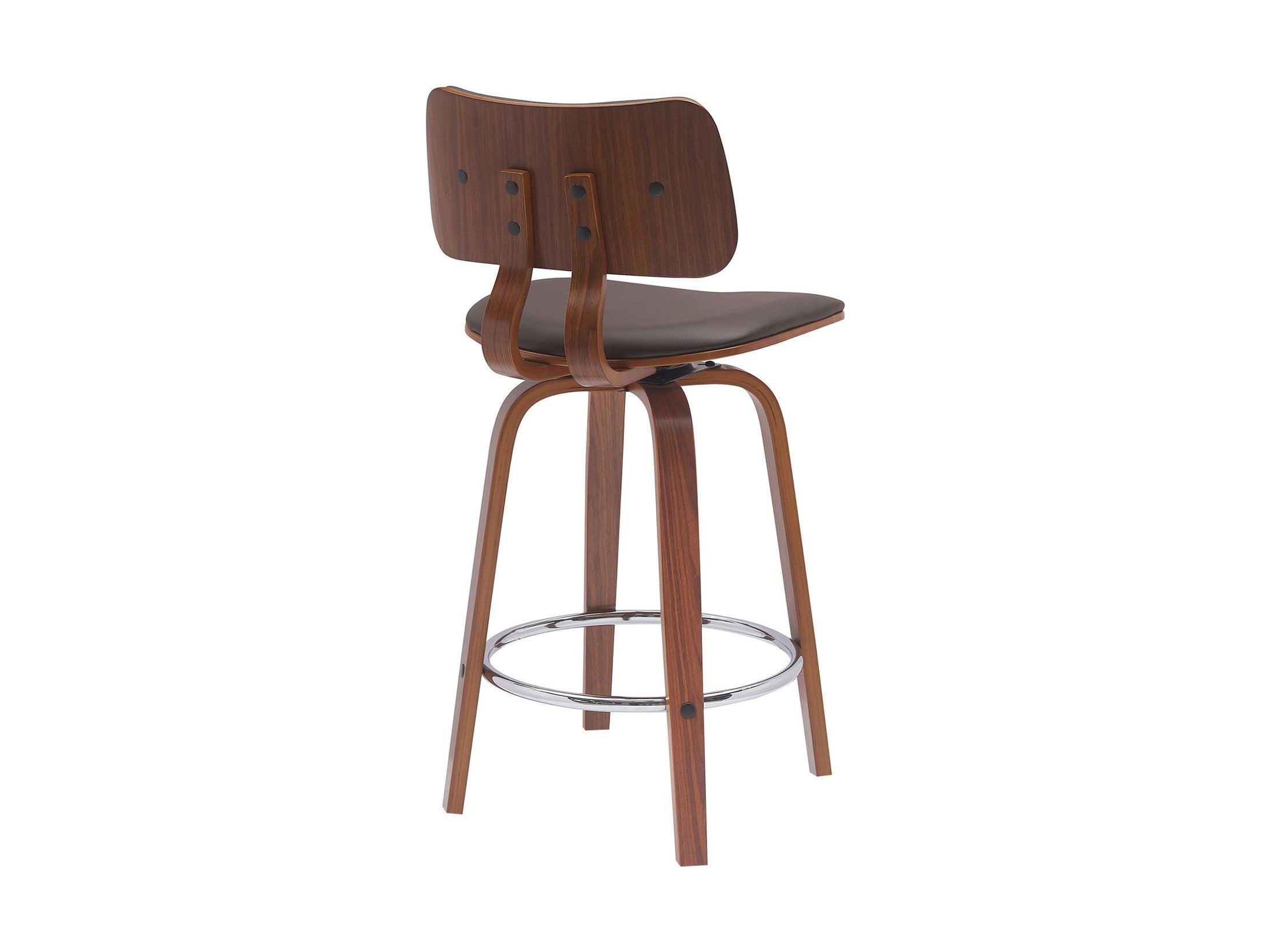 Pico - Swivel Walnut Wood Faux Leather Stool