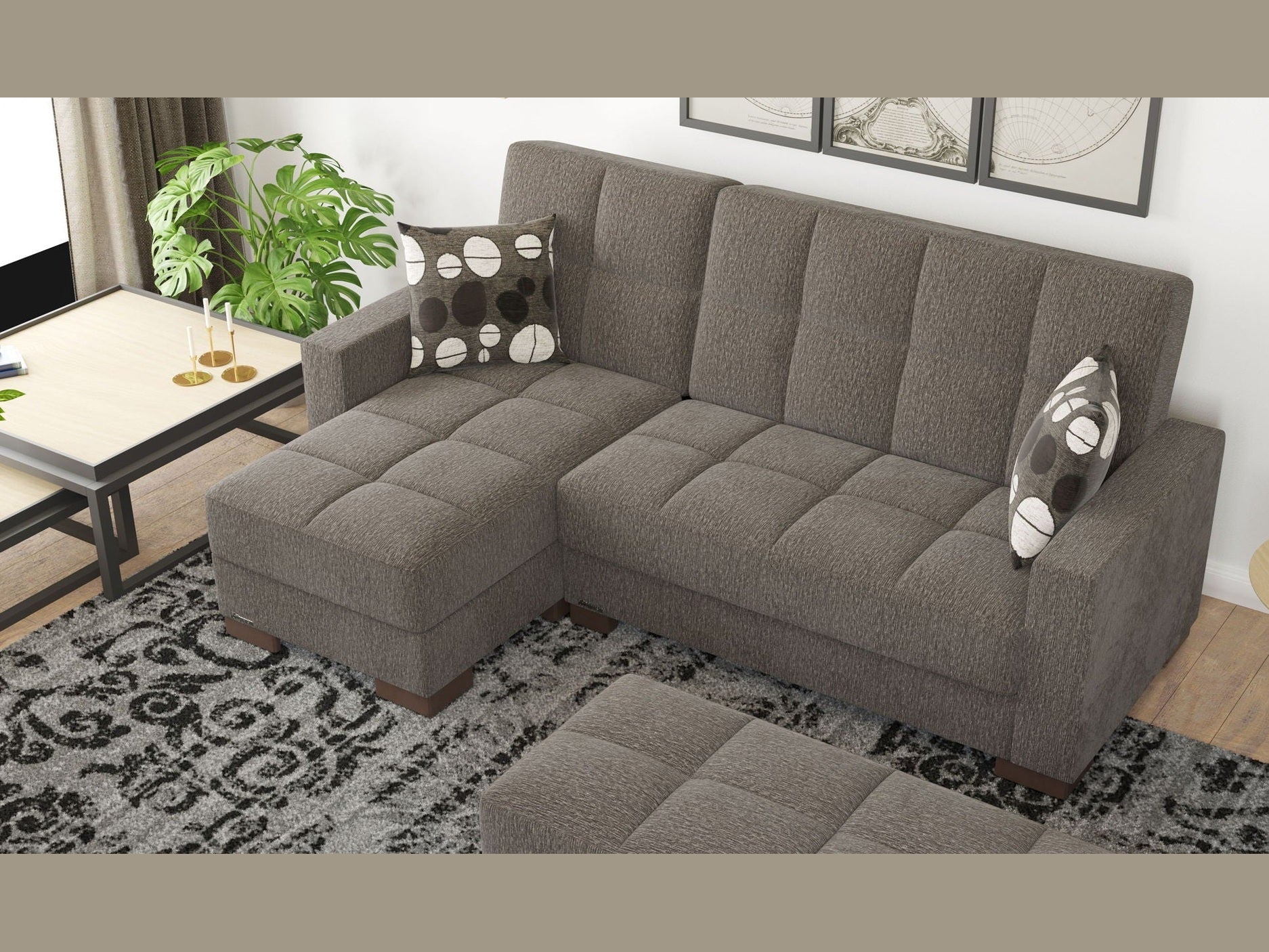 Ottomanson Armada - Upholstered Convertible Chaise Lounge With Storage - Chenille