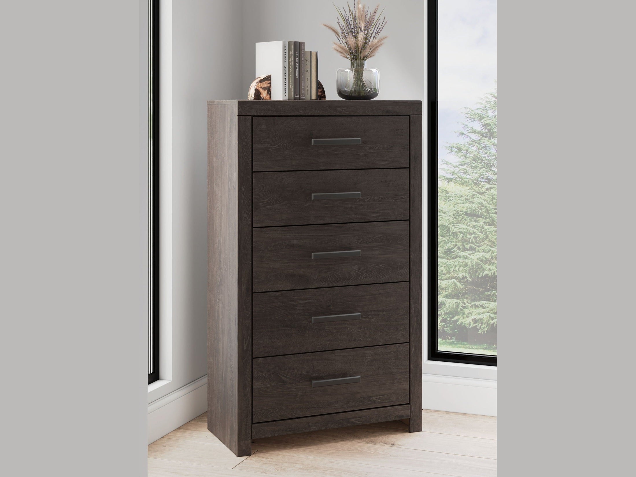 Prendonea - Five Drawer Chest - Charcoal