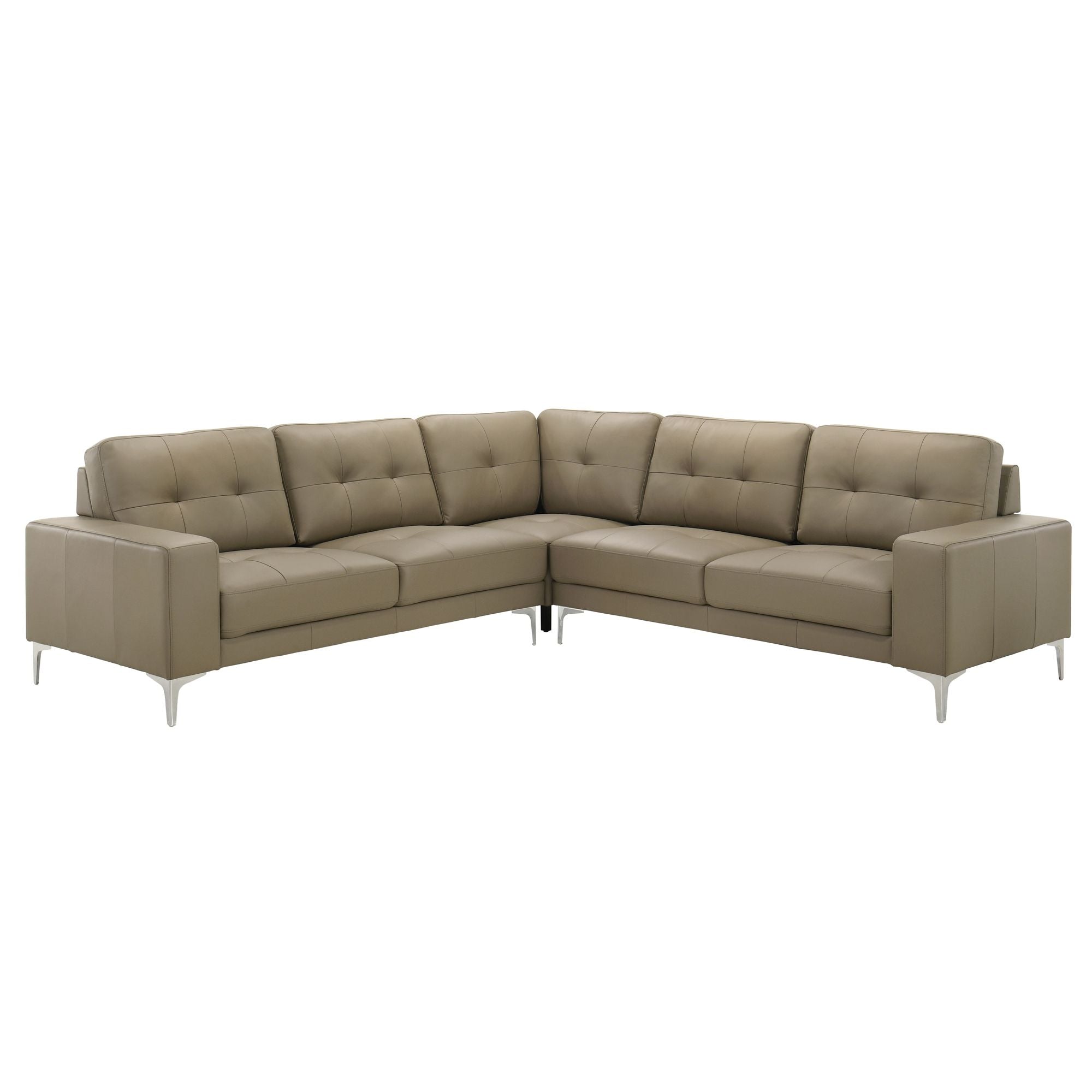 Pimentel - Leather Sectional Sofa With Tufted Back And Track Arms