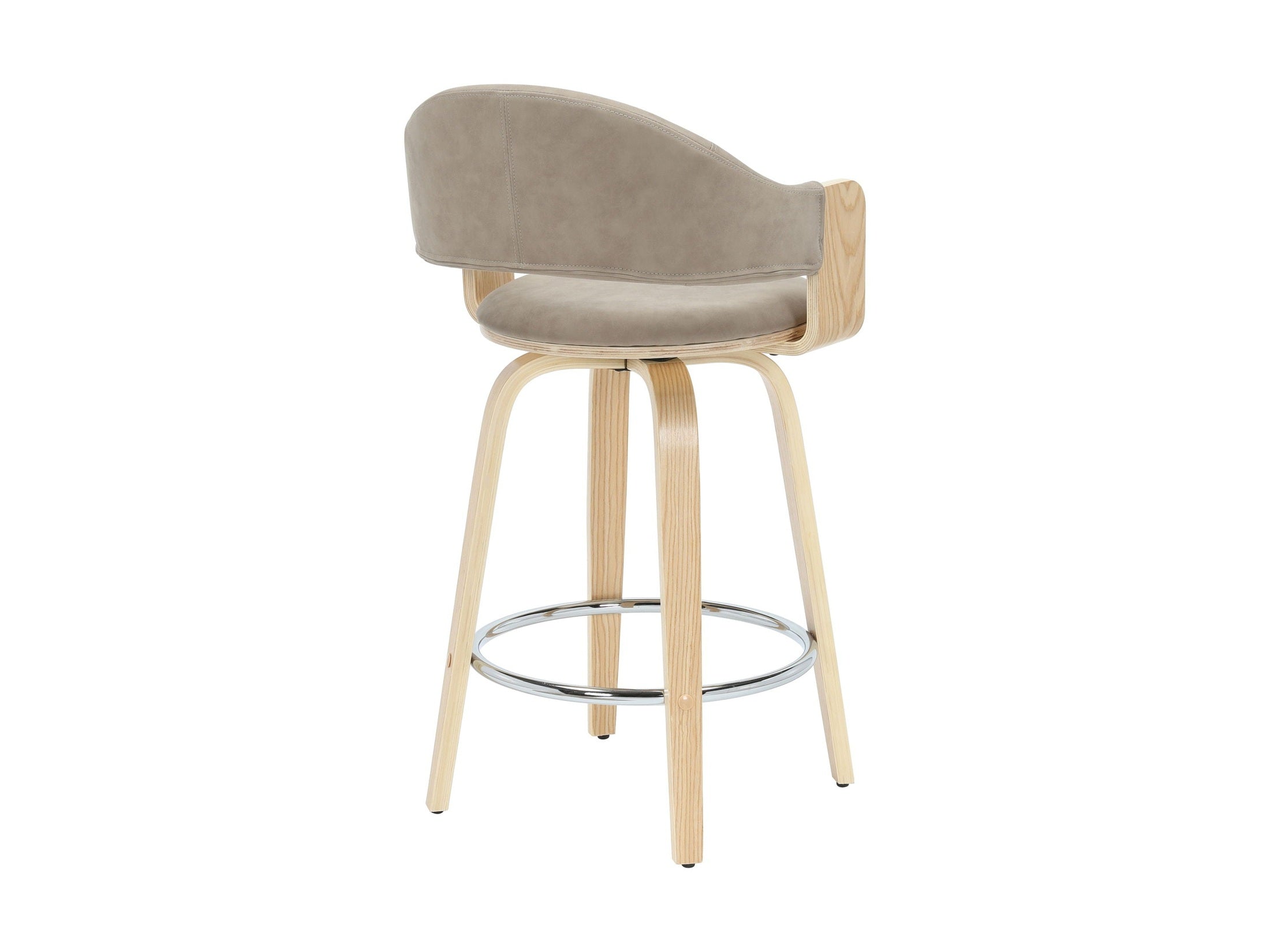 Daxton - Swivel Counter Height Round Back Wood Bar Stool With Faux Leather Seat