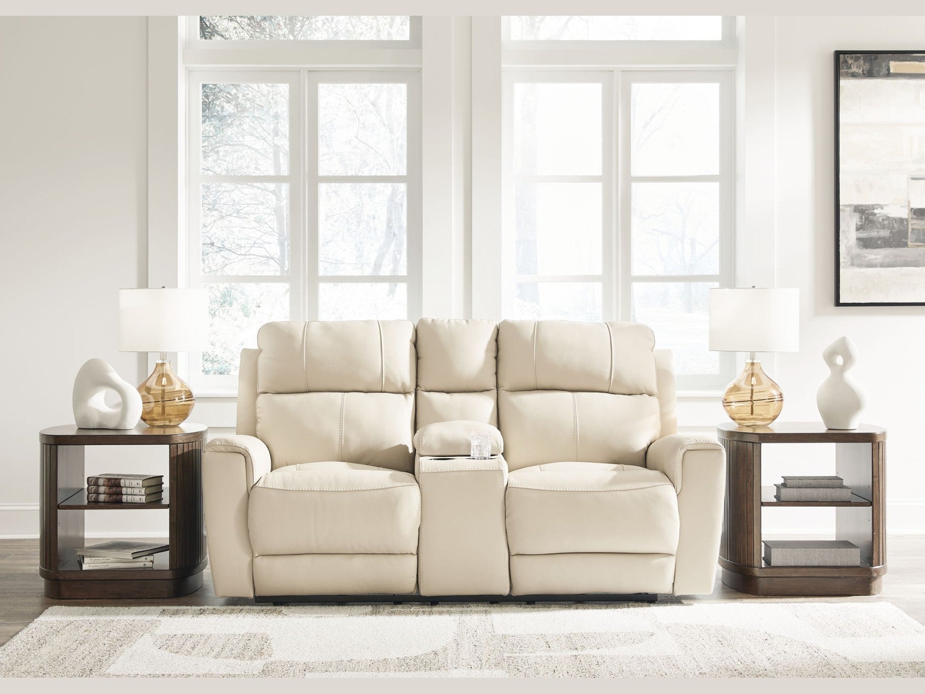Dahlmoore - Dbl Power Reclining Loveseat With Console - Almond