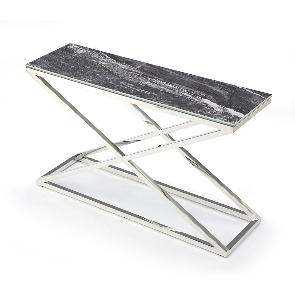 Tristan Console Table, Ceramic Black Gloss