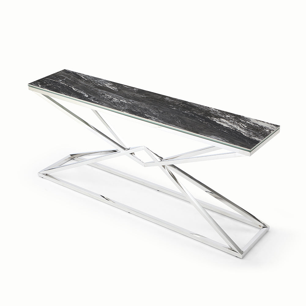 Pyramid Console Table, Ceramic Black Gloss