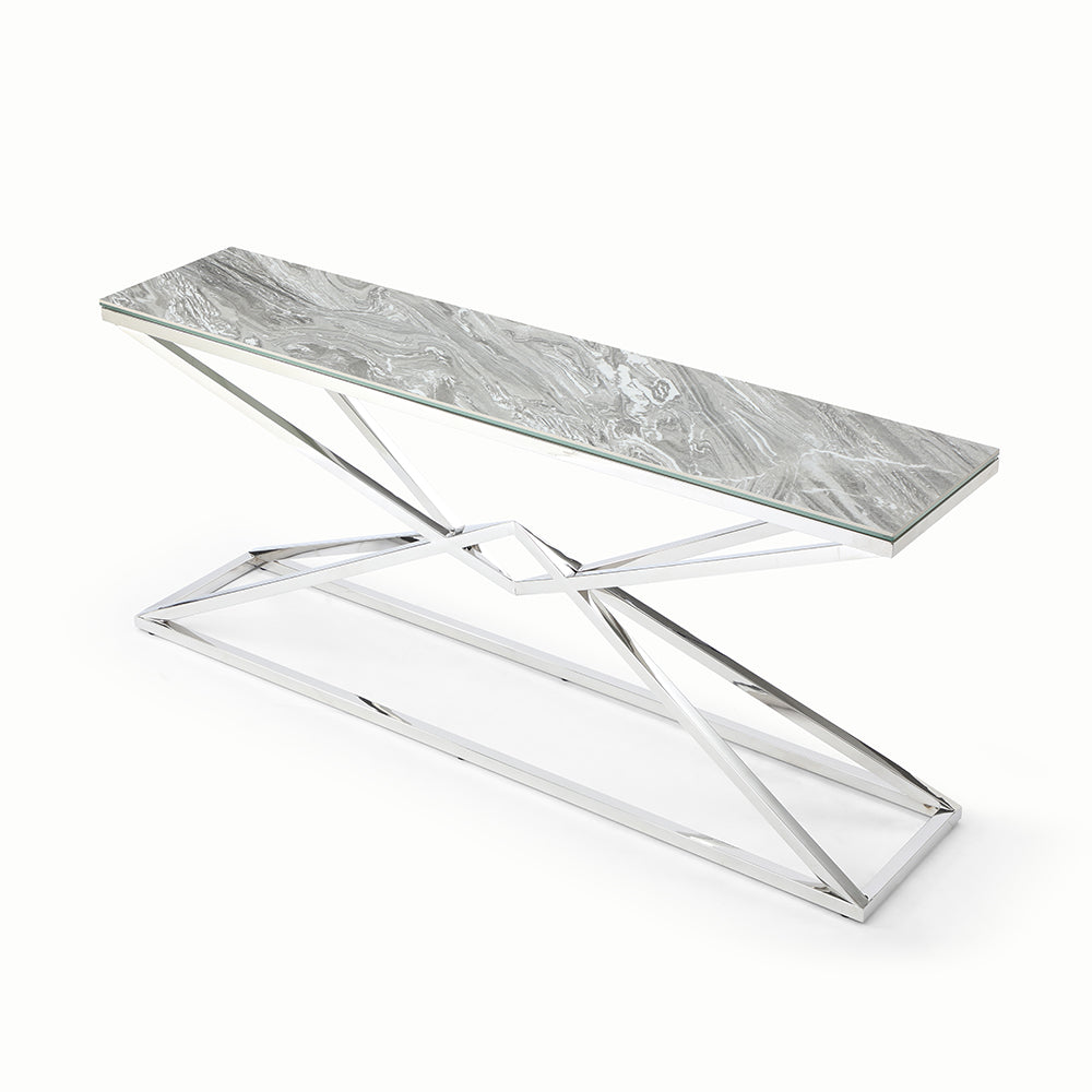 Pyramid Console Table, Ceramic Gray Gloss