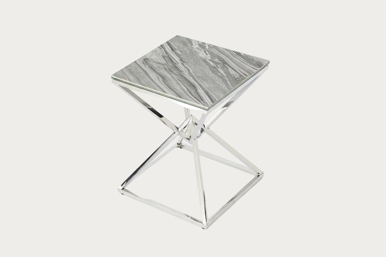Pyramid End Table, Ceramic Gray Gloss
