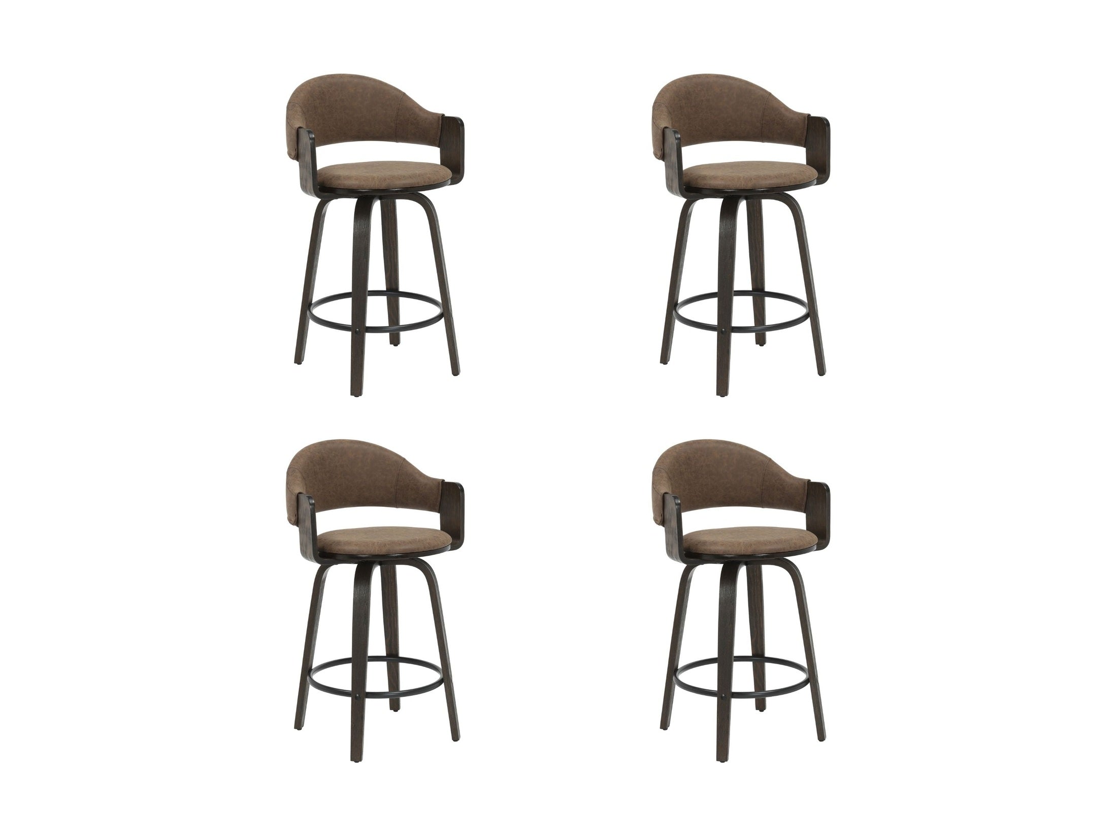 Daxton - Swivel Counter Height Round Back Wood Bar Stool With Faux Leather Seat