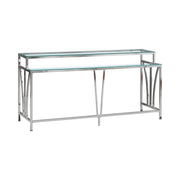 Celina - 72" Rectangle Tempered Glass Console Table - Shiny Nickel