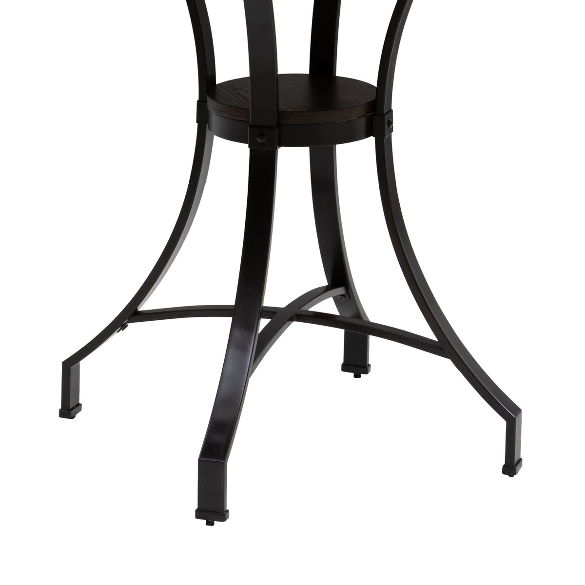 Winslow - 5-Piece Round Walnut Wood Tabletop Dining Table Set With Stools, Seats Up To 4 - Mushroom Brown / Black