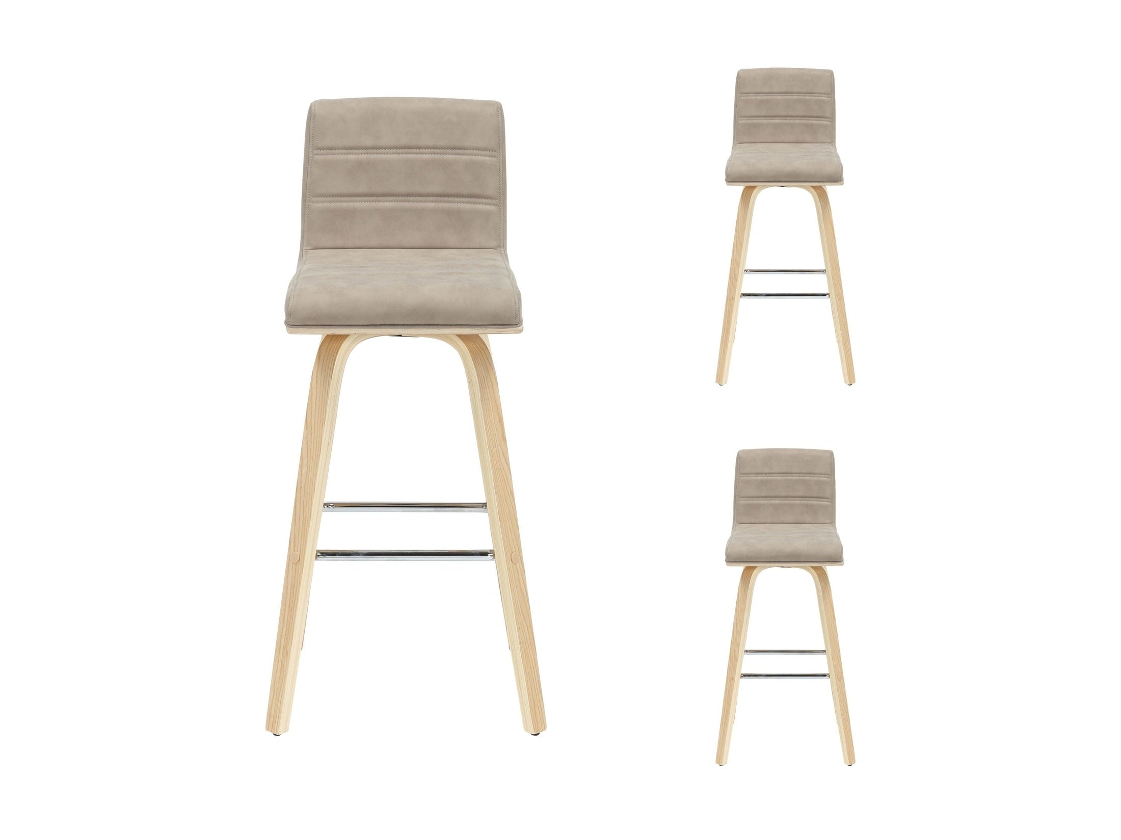 Vienna - 39.5" Swivel Bar Height Square Back Wood Bar Stool With Faux Leather Seat