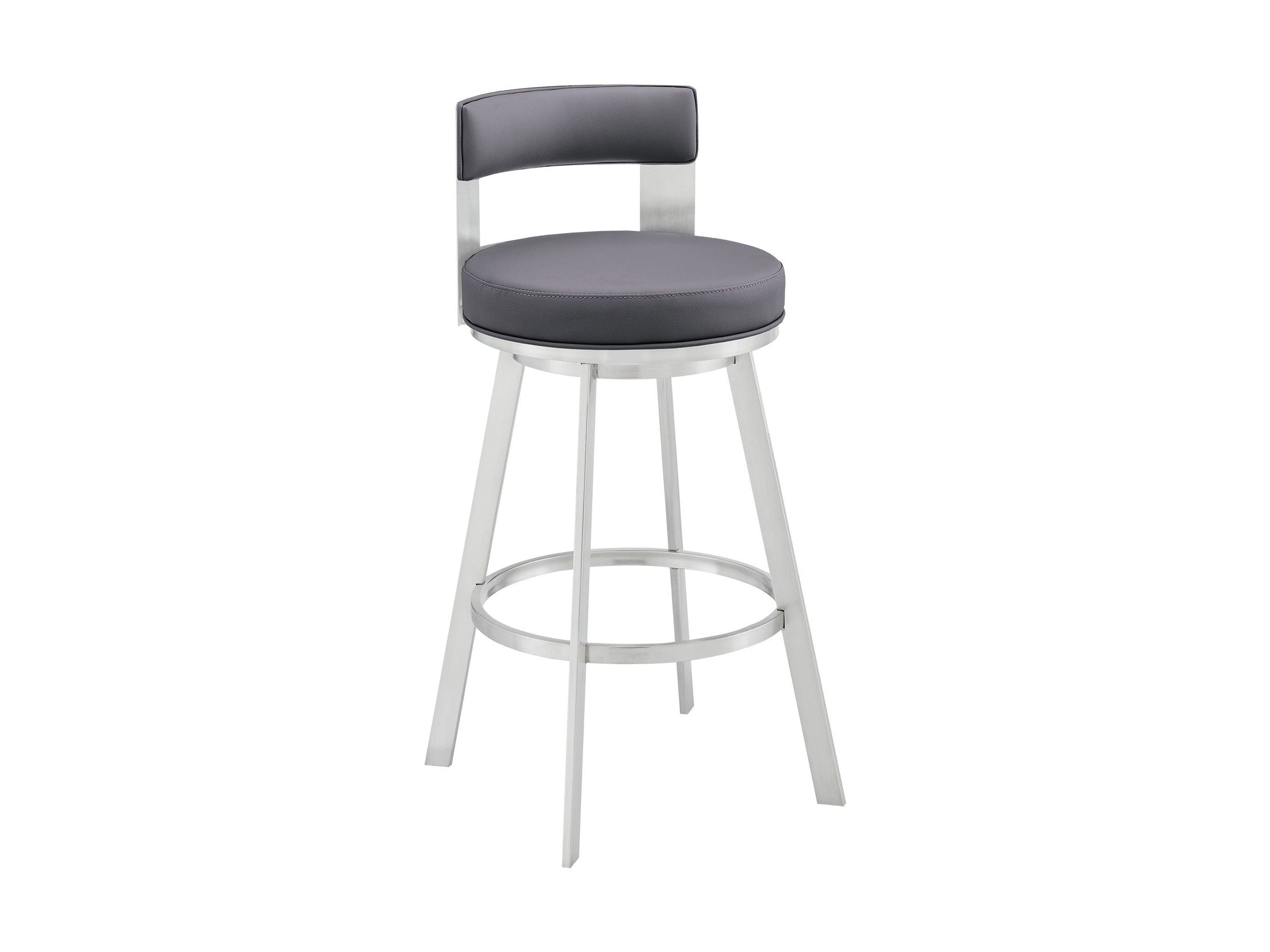Lynof - Swivel Bar Stool - Brushed Stainless Steel Finish