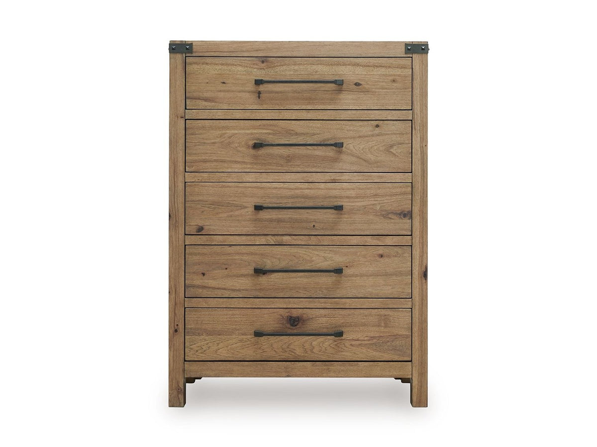 Ridgester - Five Drawer Chest - Light Brown
