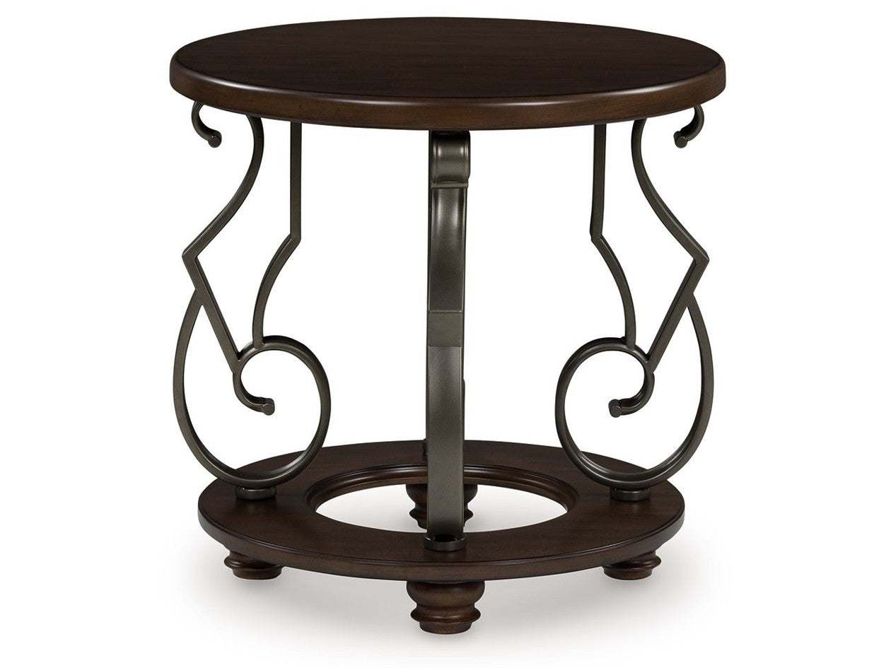 Frallyn - Round End Table - Dark Brown
