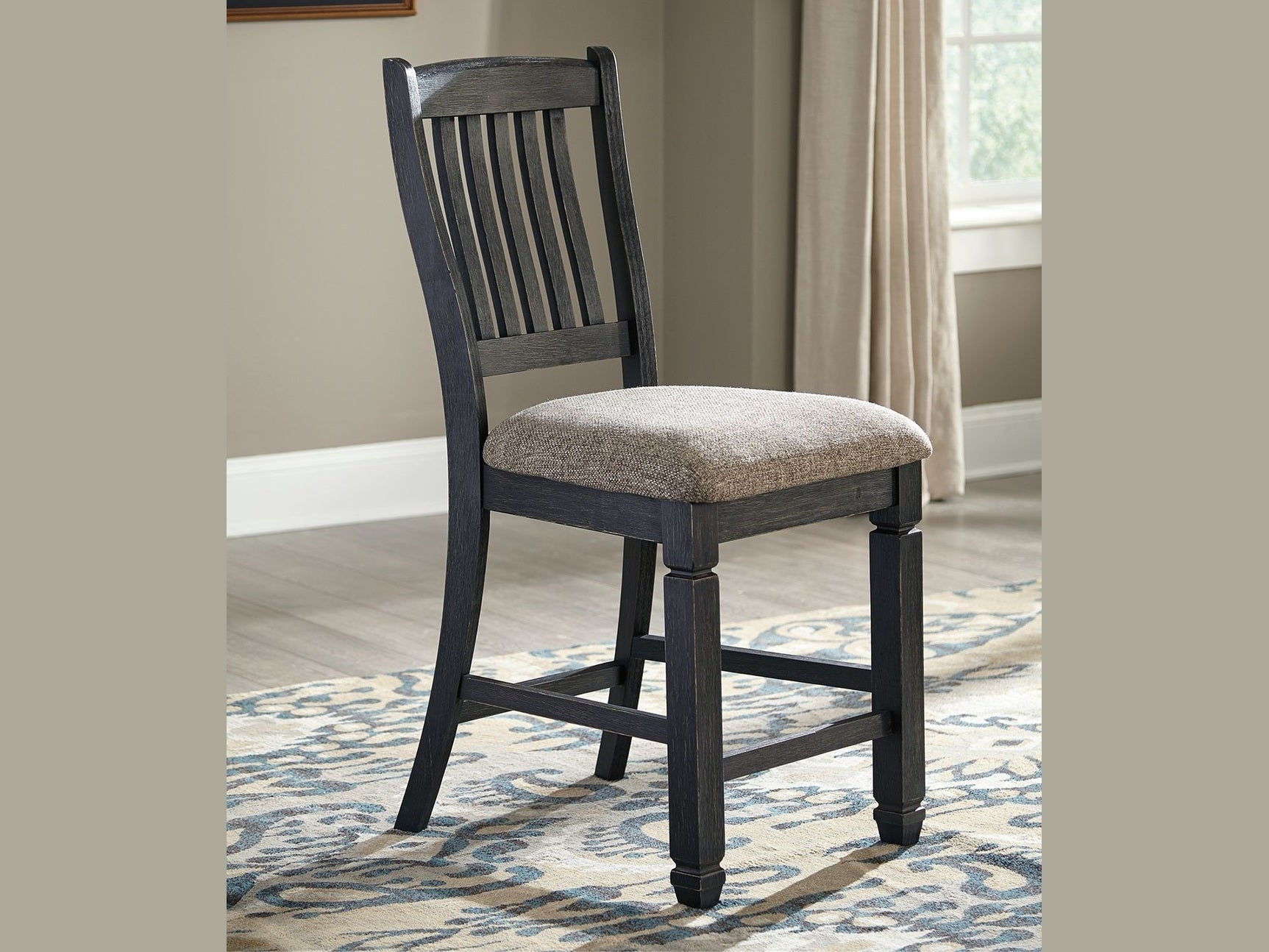 Tyler Creek - Upholstered Barstool (Set of 2) - Black / Grayish Brown