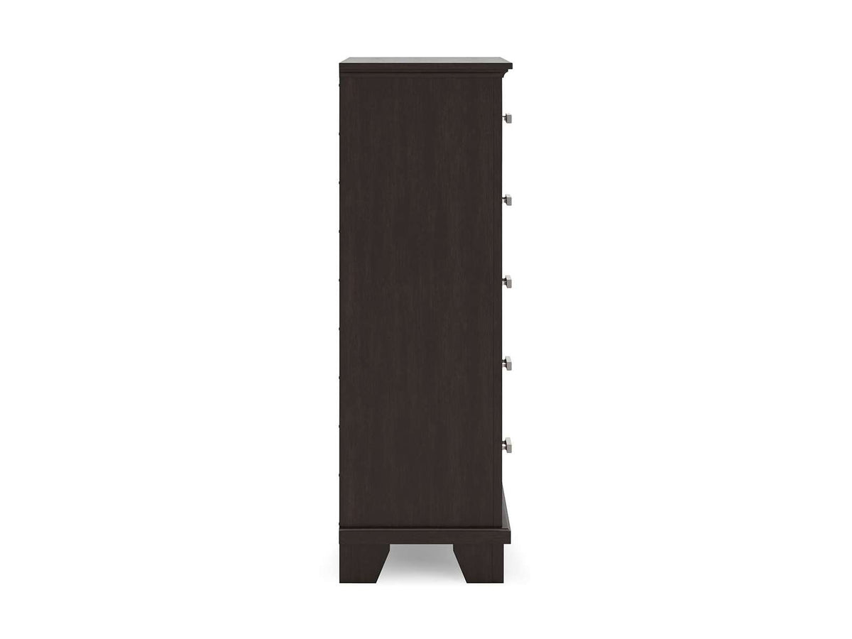 Covetown - Five Drawer Chest - Dark Brown