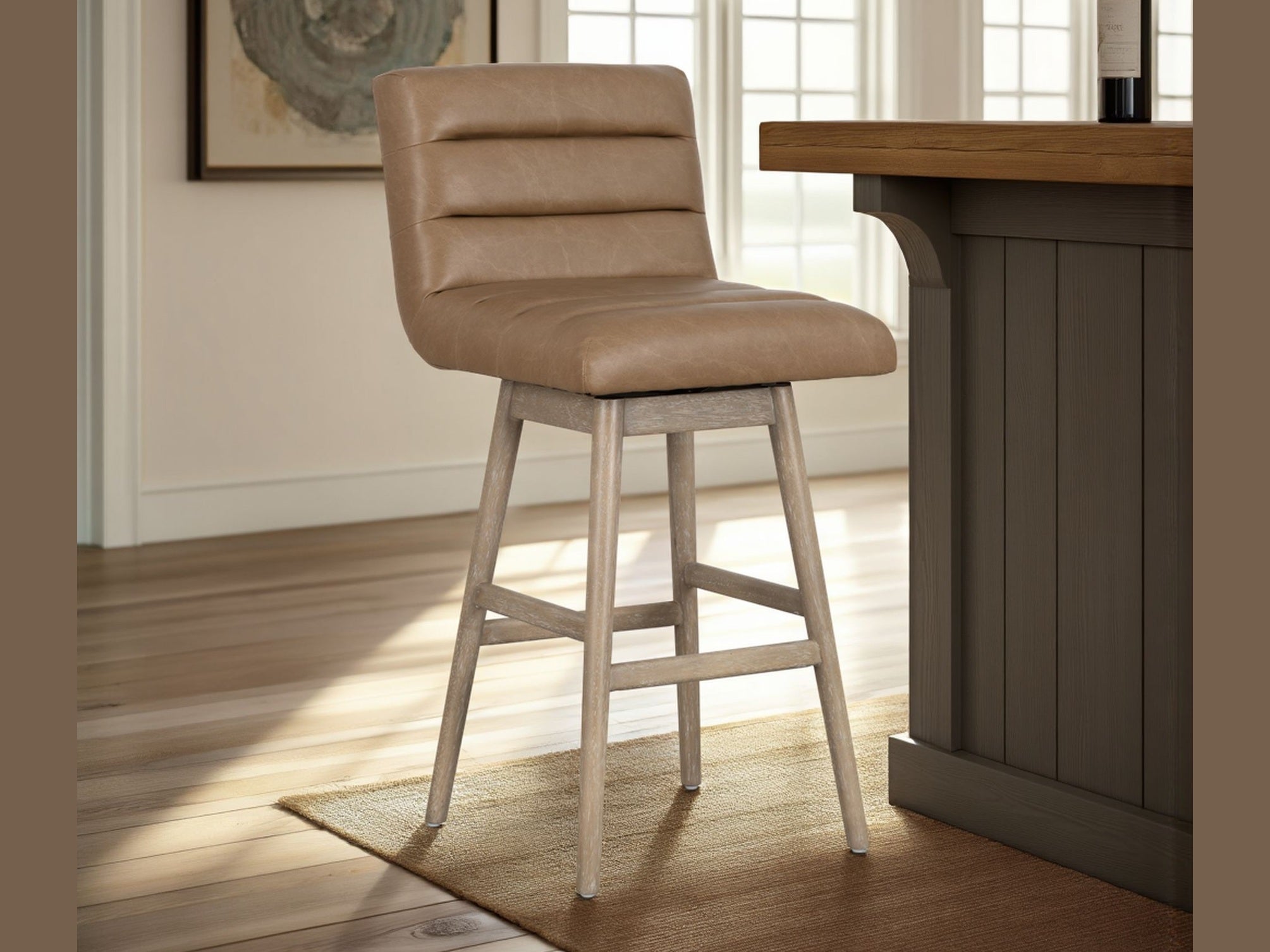 Elias - Swivel Rubberwood Barstool