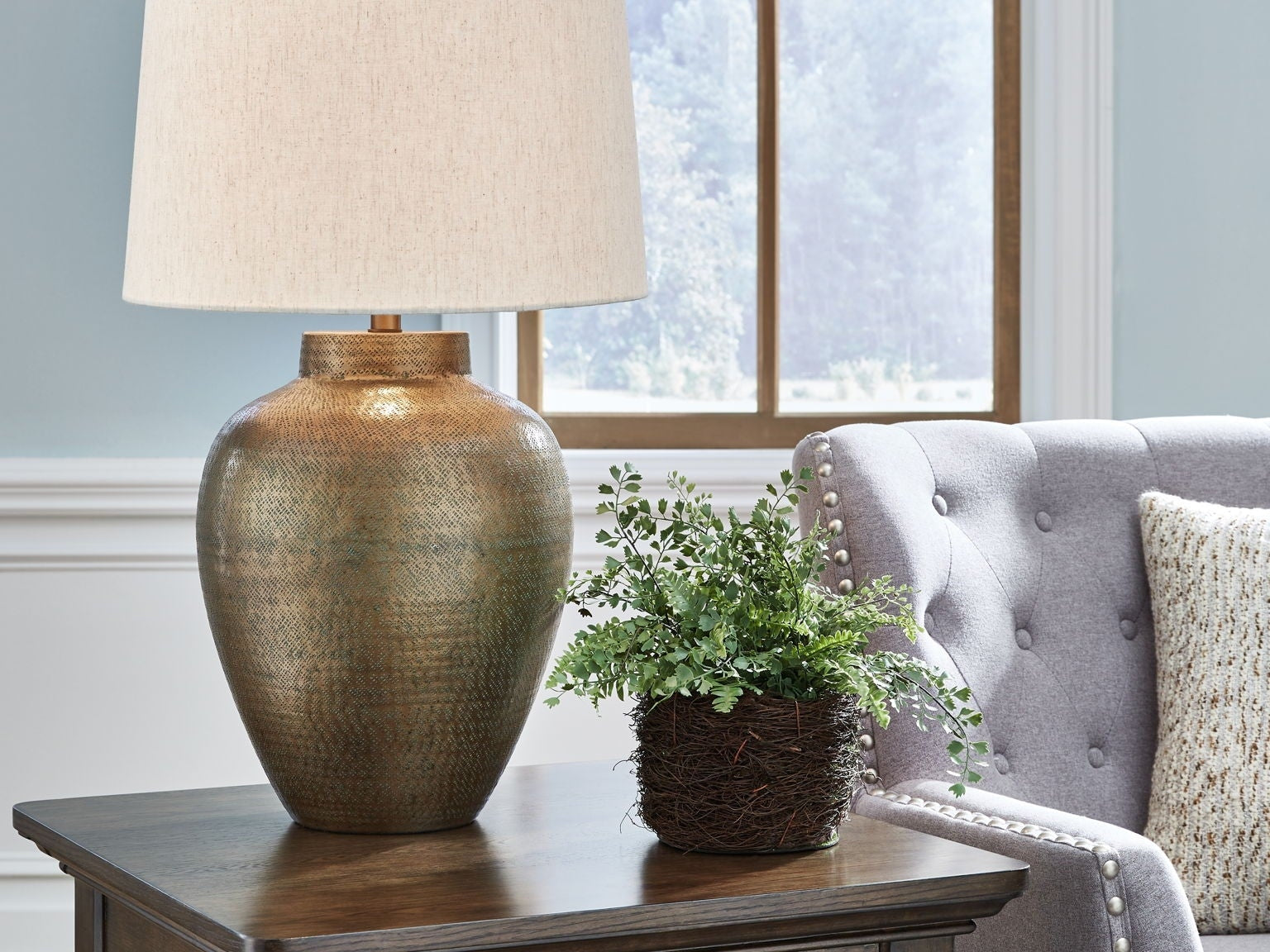 Madney - Metal Table Lamp - Antique Gold Finish