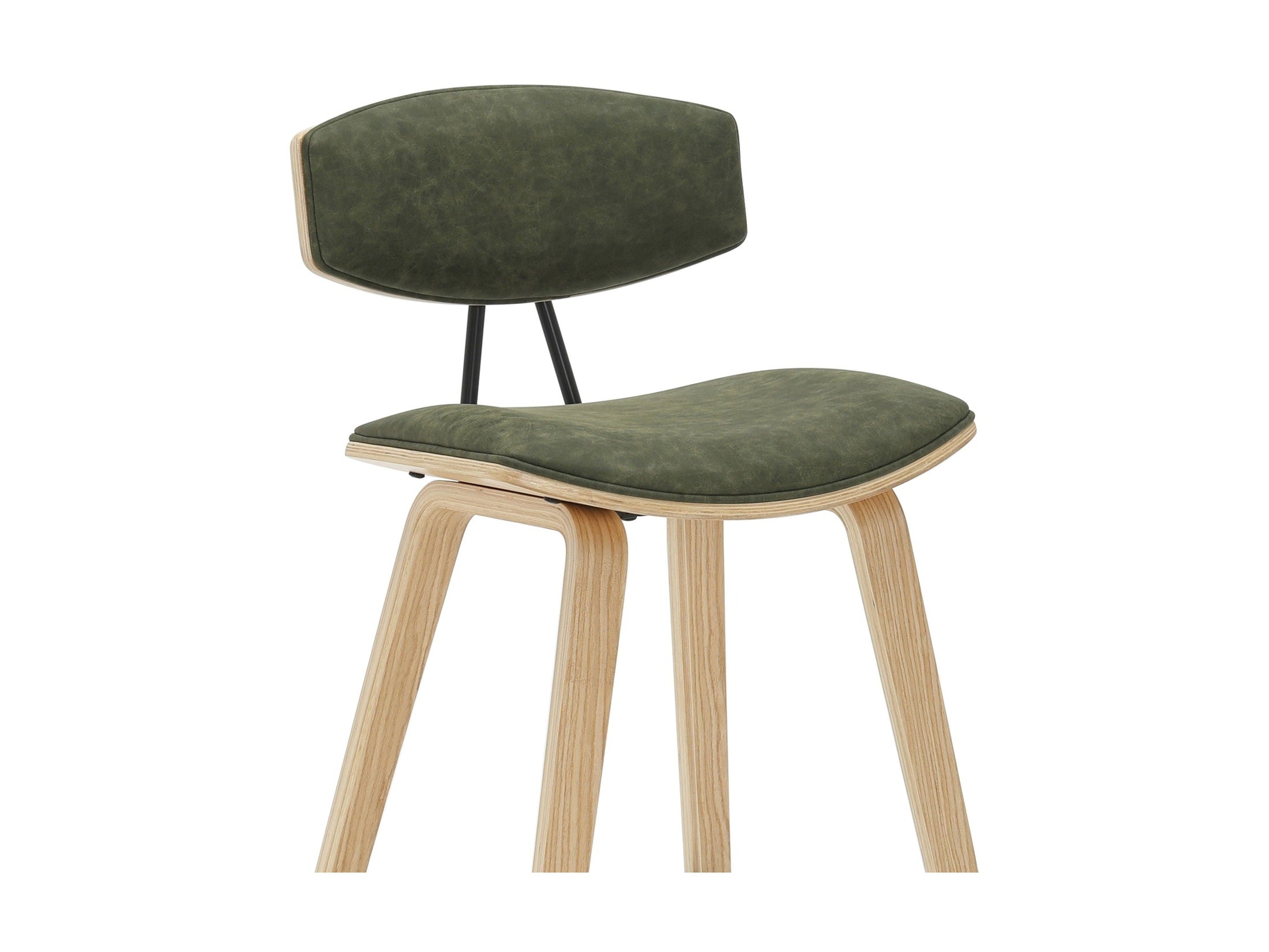 Fox - Counter Height Curved Back Wood Bar Stool With Faux Leather Seat