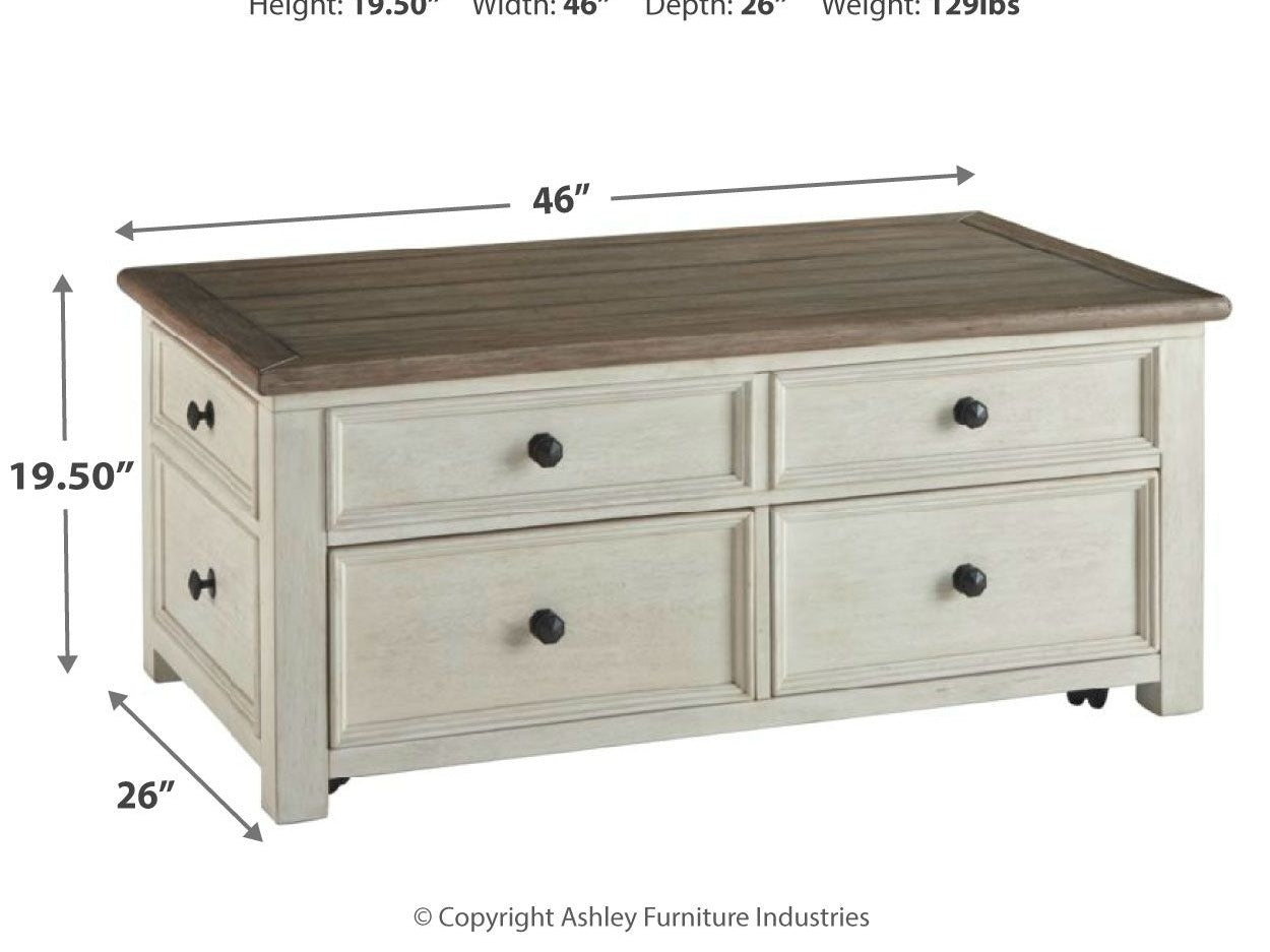 Bolanburg - Lift Top Cocktail Table - White / Brown / Beige
