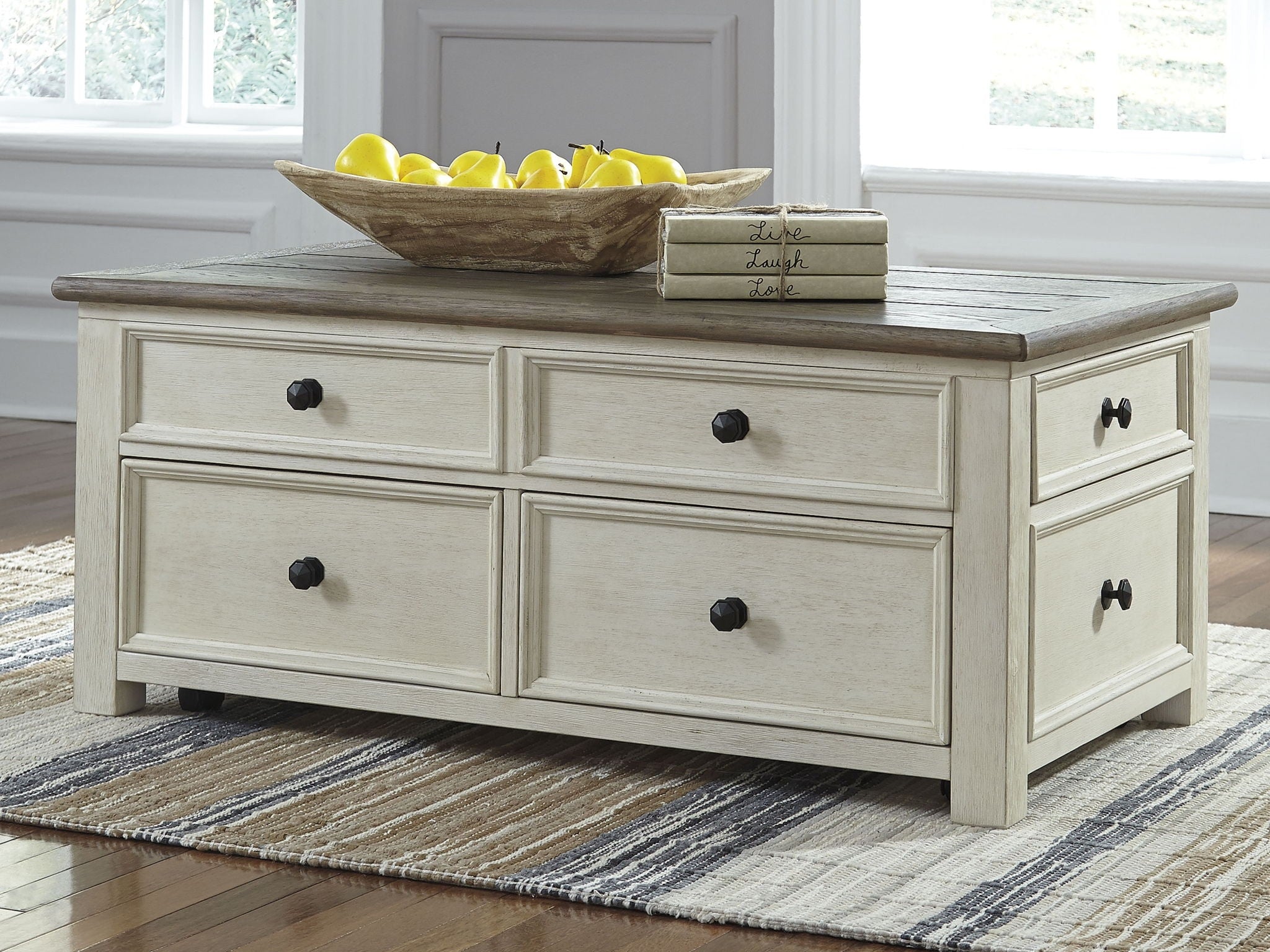 Bolanburg - Lift Top Cocktail Table - White / Brown / Beige