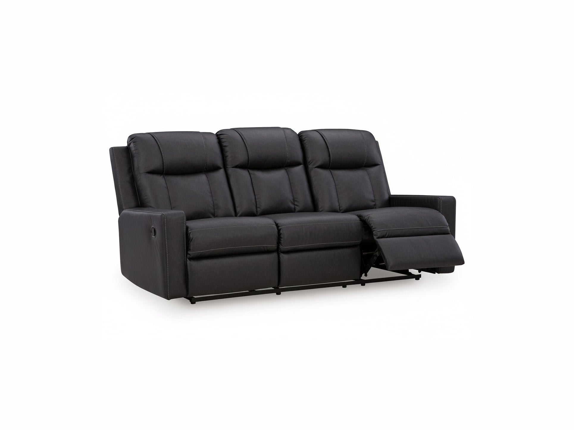 Mackmenville black reclining sofa on a white background.