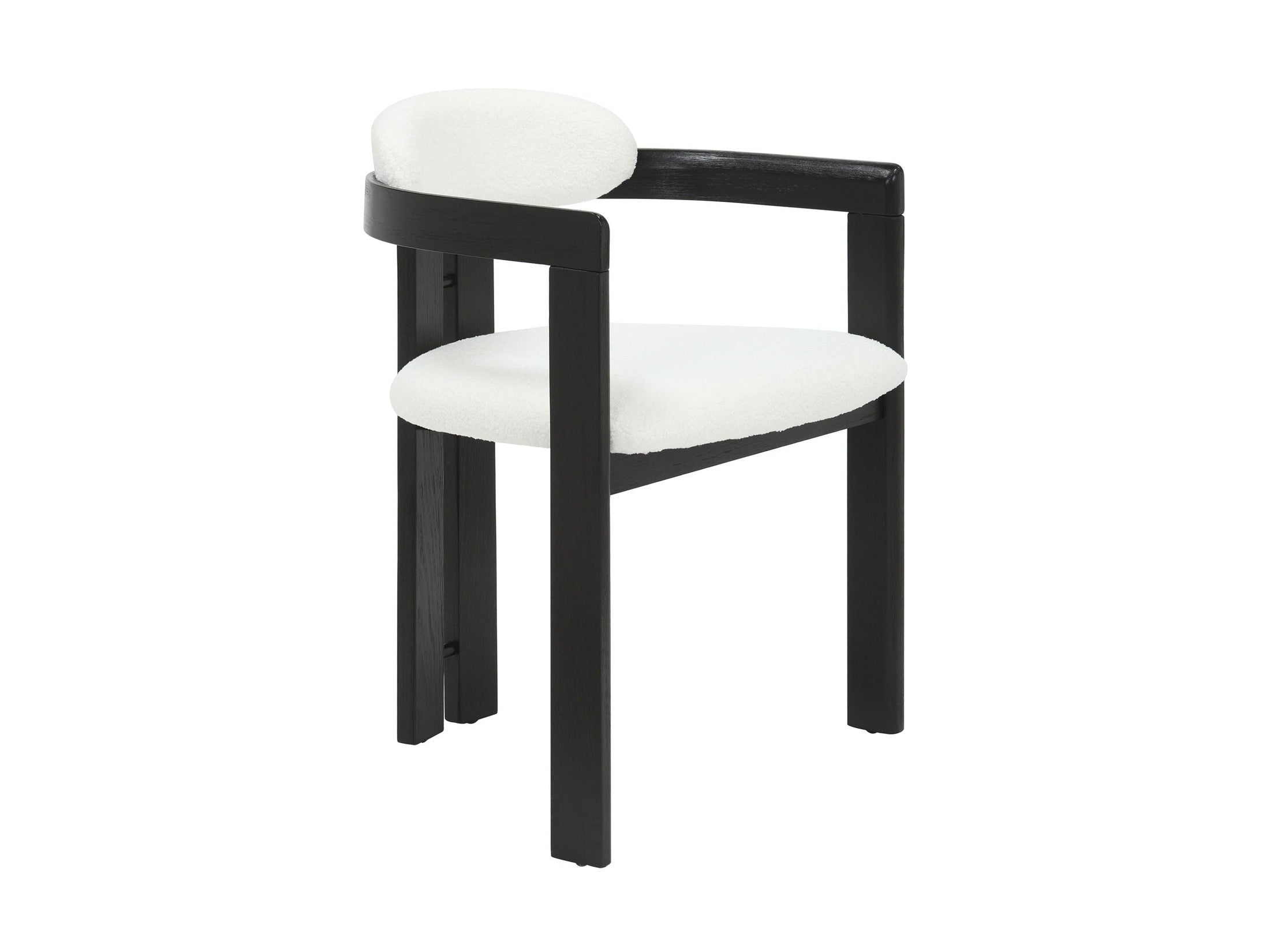 Jazmin - Curved Back Wood Dining Chair With Boucle Fabric Seat Set